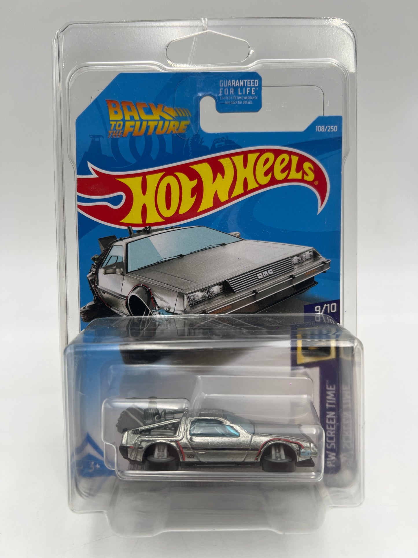 2019 Hot Wheels Super Treasure Hunt #108 BTTF Time Machine Hover Mode W/Protector Card Not Perfect
