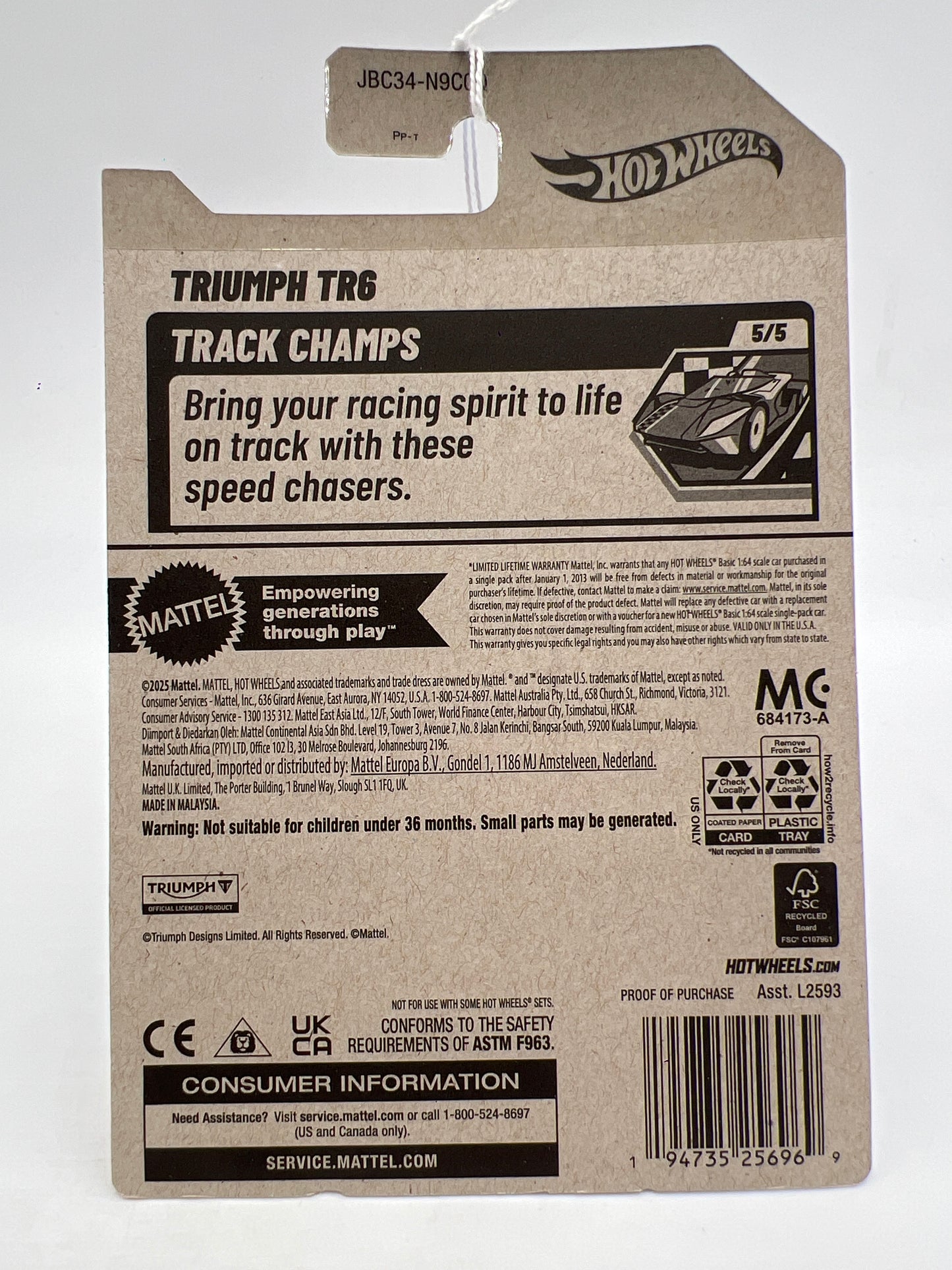 2025 Hot Wheels Q Case Track Champs Treasure Hunt #249 Triumph TR6 Light Gray 277G