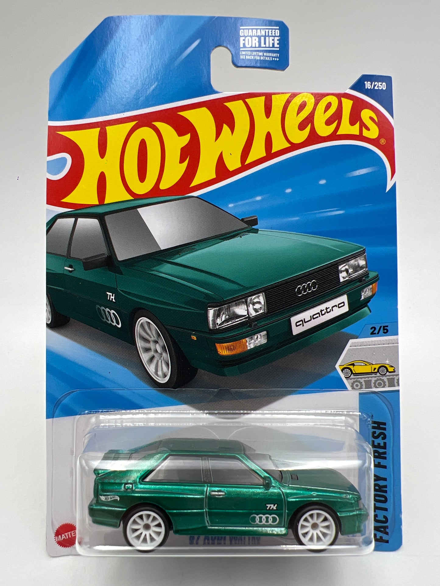 2025 Hot Wheels Super Treasure Hunt #16 87 Audi Quattro Green W/Protector