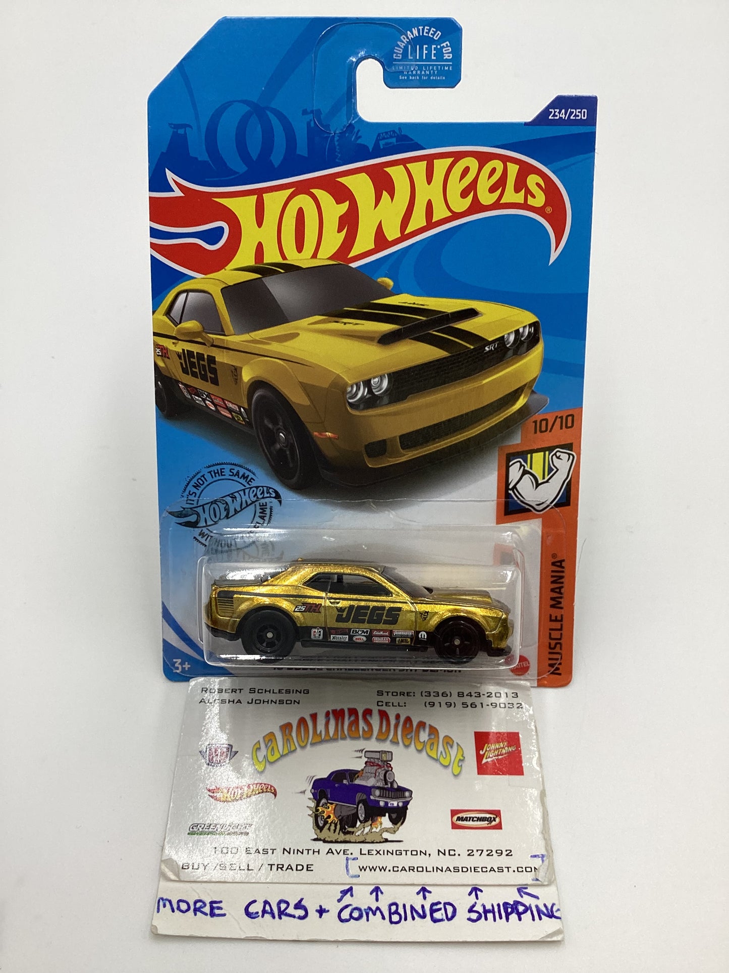 2020 Hot Wheels Super Treasure Hunt #234 18 Dodge Challenger SRT Demon Gold JEGS W/ Protector #1