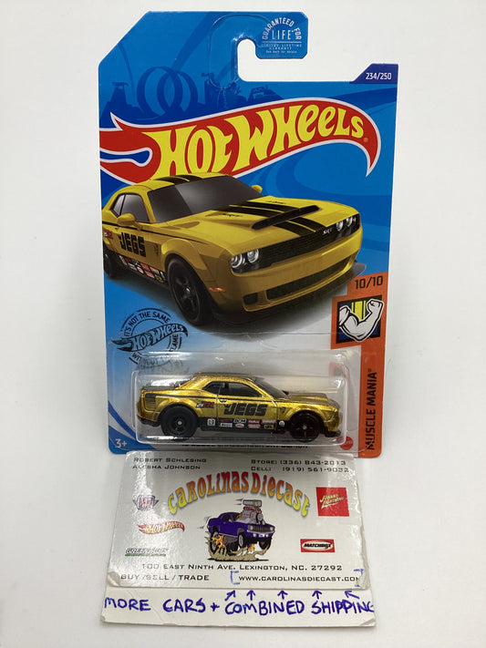 2020 Hot Wheels Super Treasure Hunt #234 18 Dodge Challenger SRT Demon Gold JEGS W/ Protector #1