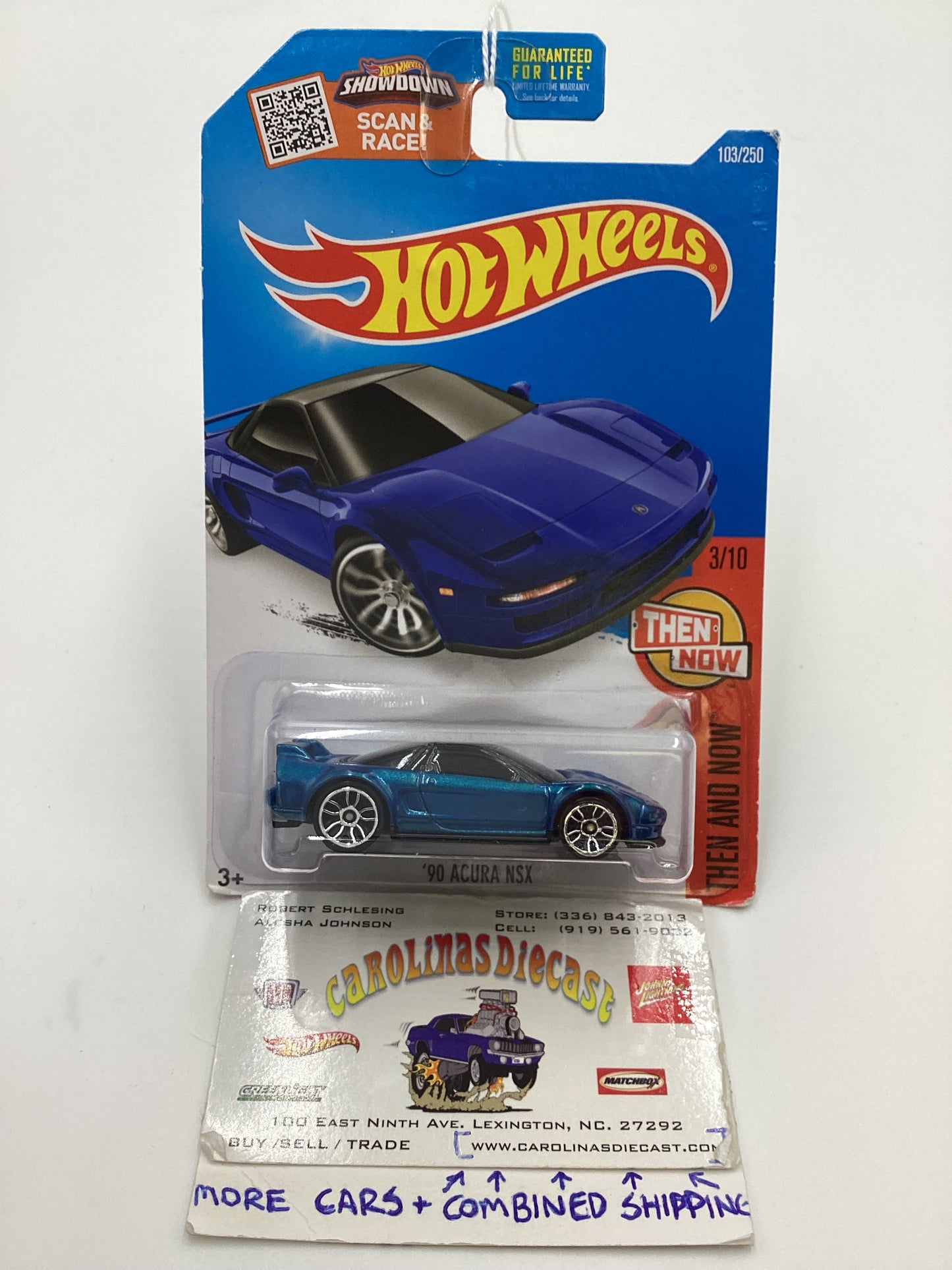 2016 Hot Wheels #103 90 Acura NSX Blue 105H