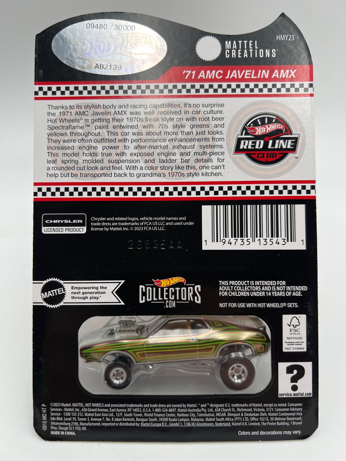 2024 Hot Wheels RLC 71 AMC Javelin AMX W/Protector Cracked Blister