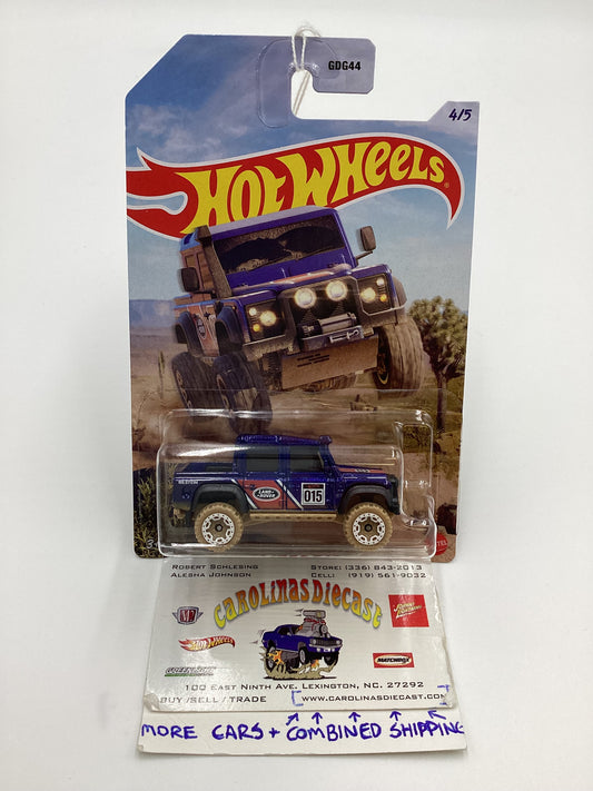 2023 Hot wheels Off Road Mud Runners #4 15 Land Rover Defender Double Cab Blue 160B