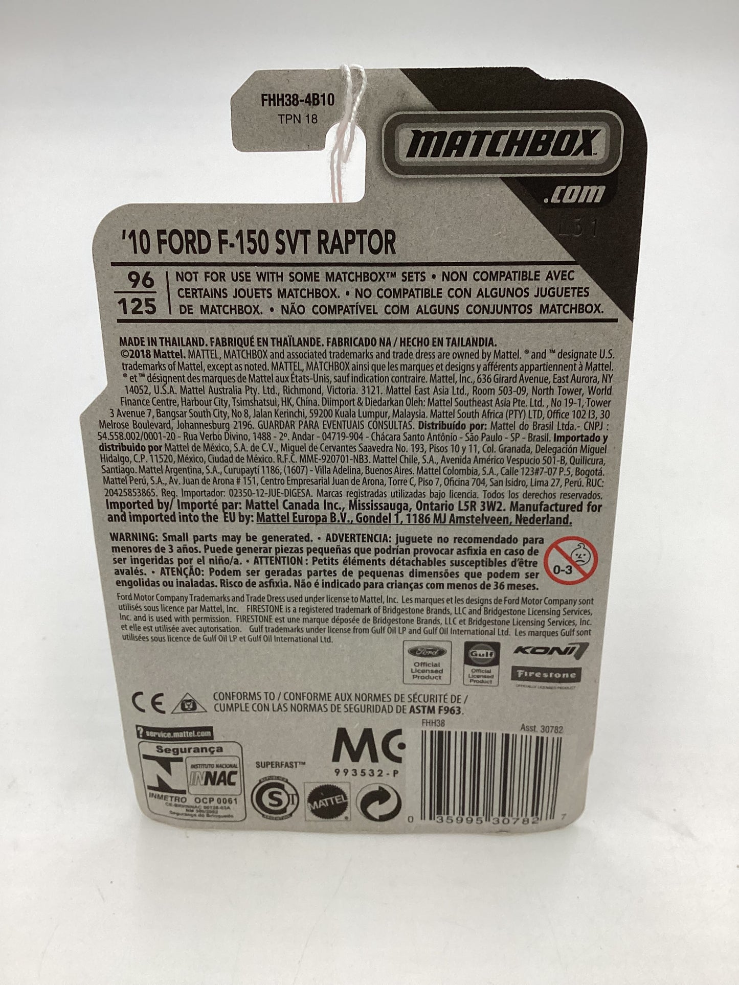 2018 Matchbox Off Road #9 10 Ford F-150 f150 SVT Raptor Gulf 208A