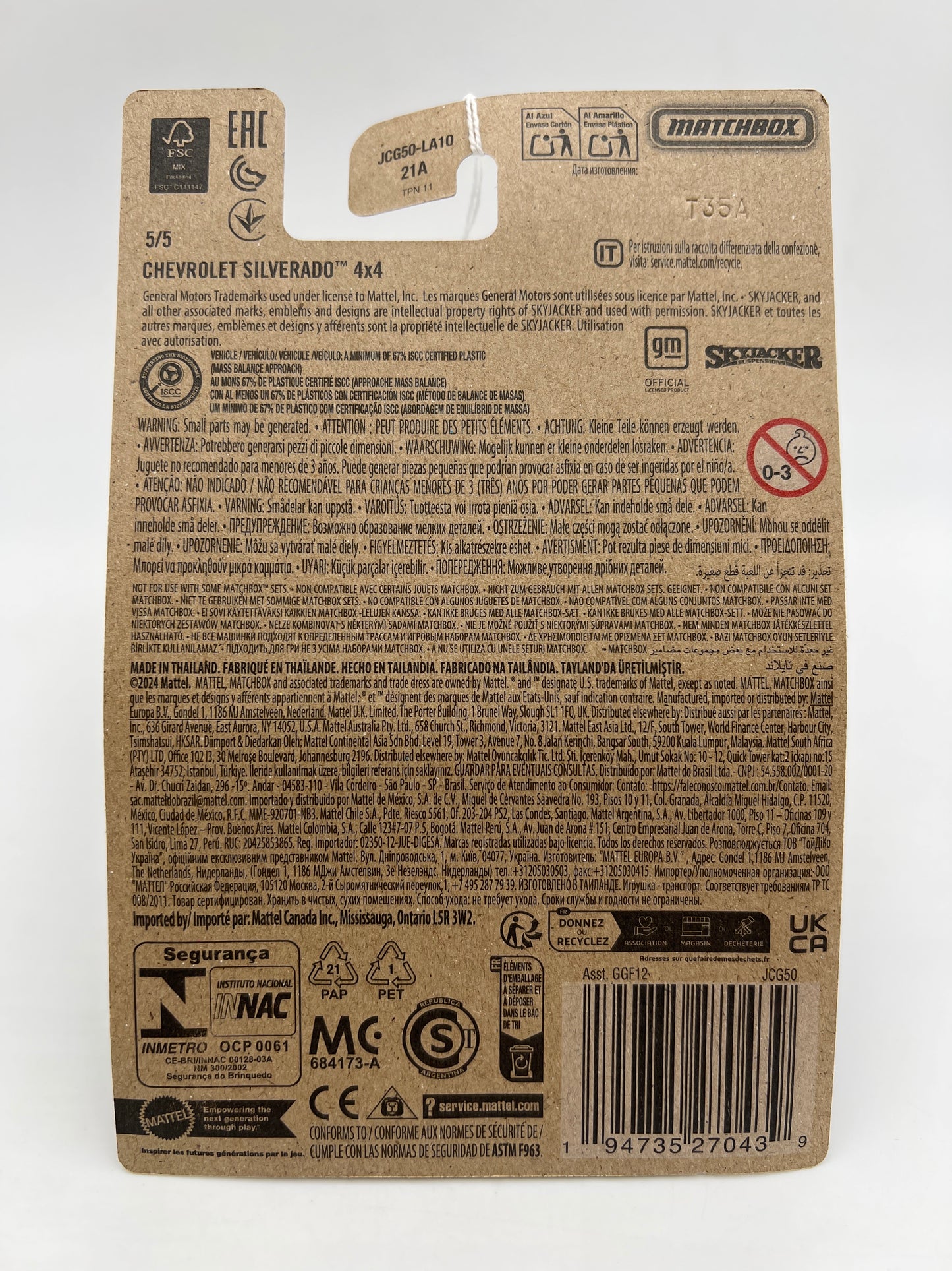 2025 Matchbox Parts Delivery Trucks #5 Chevrolet Silverado 4x4 Black Skyjacker 157F