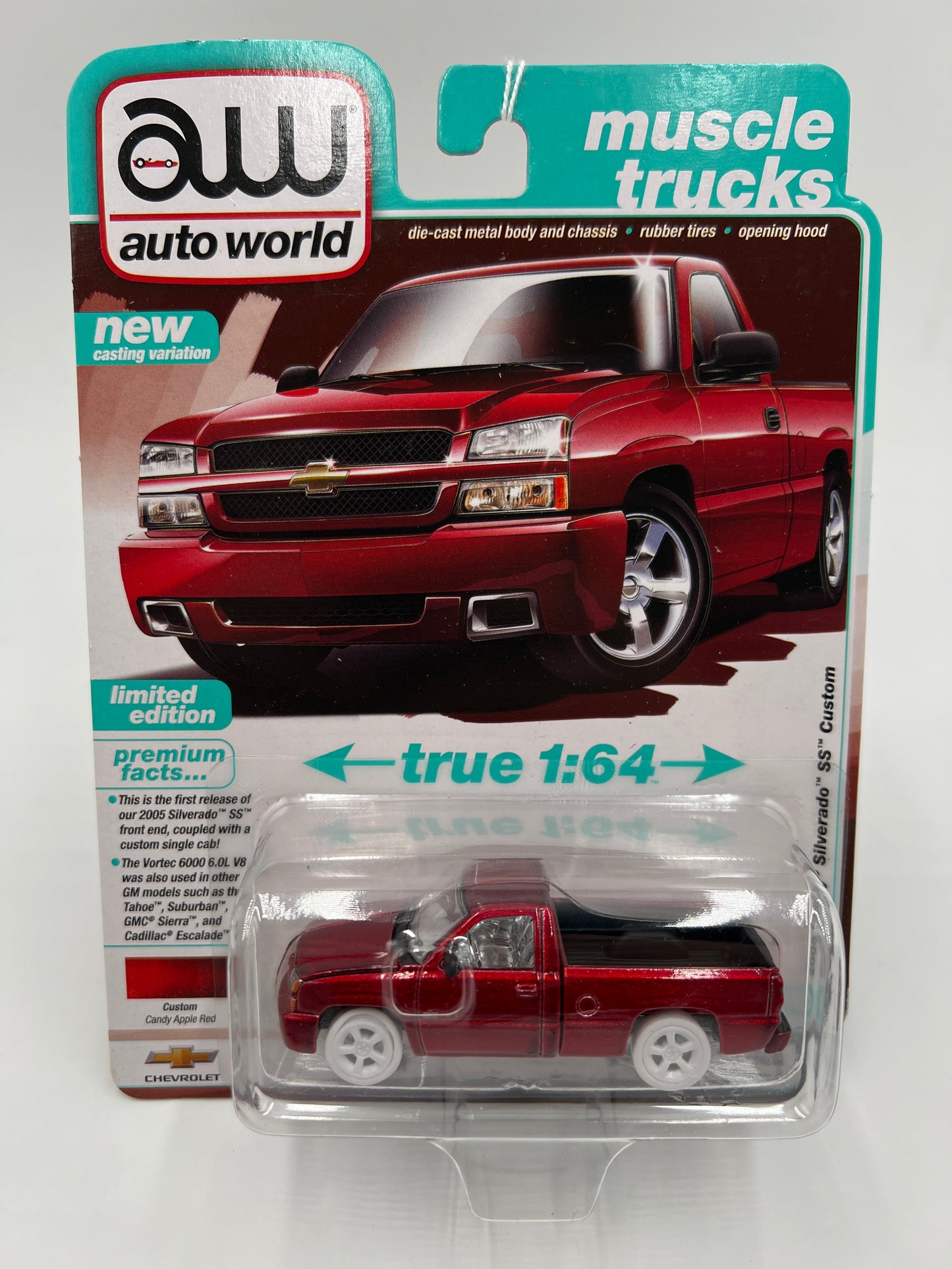 2025 Auto World Muscle Trucks CHASE Release 1 Version B 2005 Chevy Silverado SS Custom Ultra Red Cateye