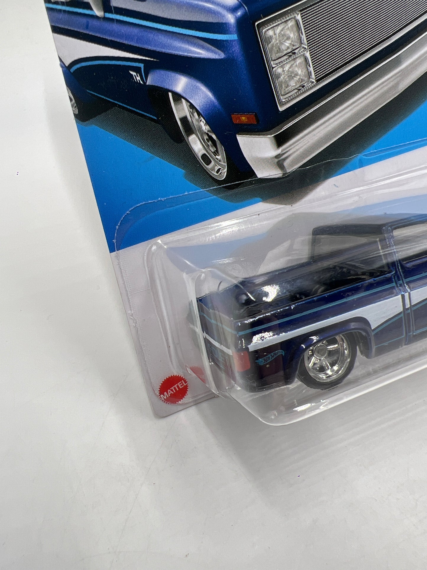2024 Hot Wheels Super Treasure Hunt #249 83 Chevy Silverado Blue W/Protector Cracked Blister