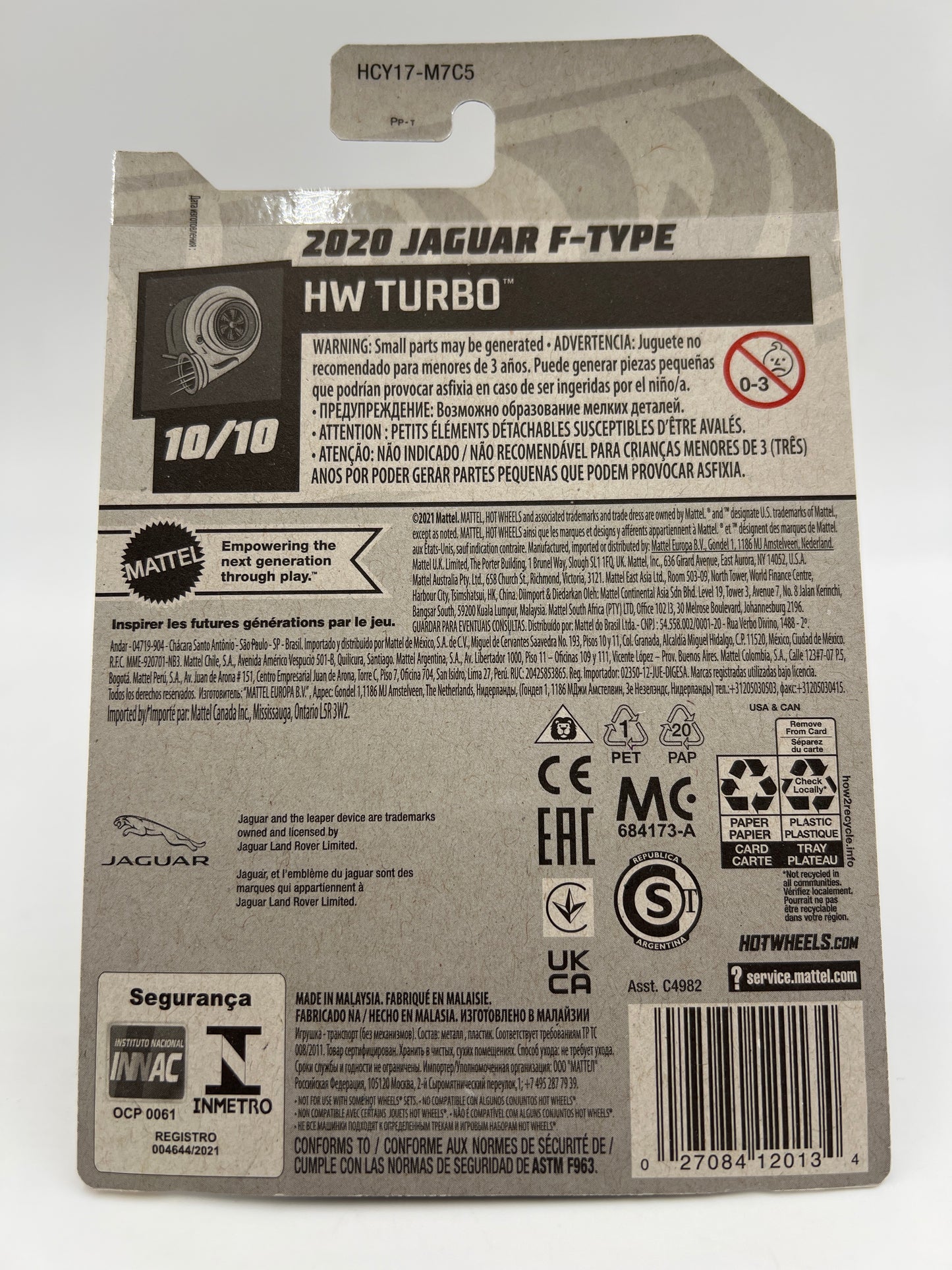 2022 Hot Wheels Super Treasure Hunt #158 2020 Jaguar F-Type Gray W/Protector International Card