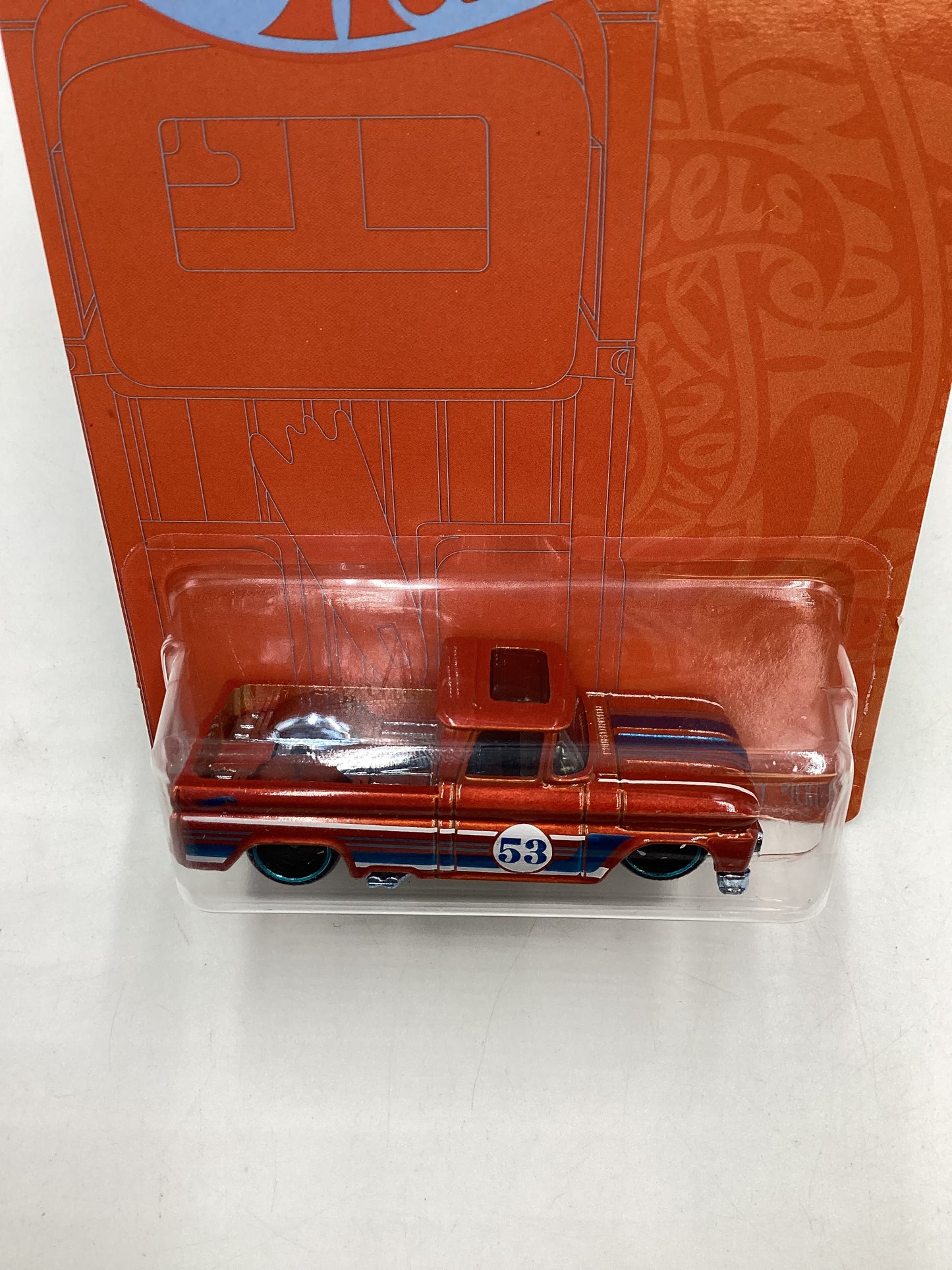 2021 Hot wheels 53rd anniversary Orange and blue Custom 62 Chevy Pickup 158B