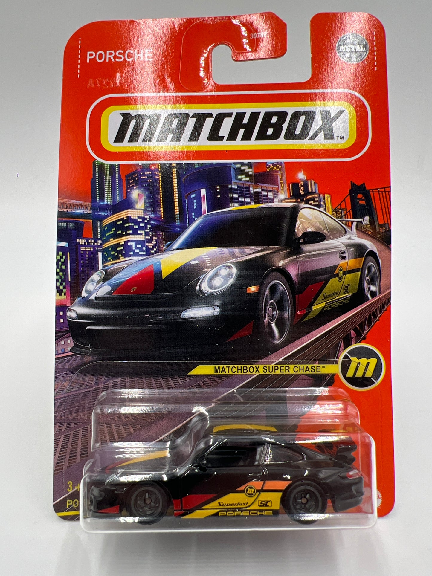 Matchbox Super Chase Porsche 911 GT3 Black W/Protector