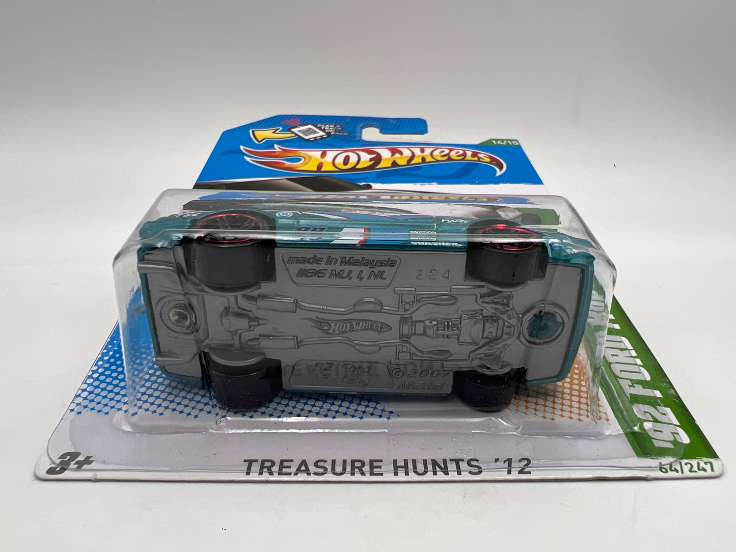 2012 Hot Wheels Treasure Hunts #64 92 Ford Mustang Teal W/Protector