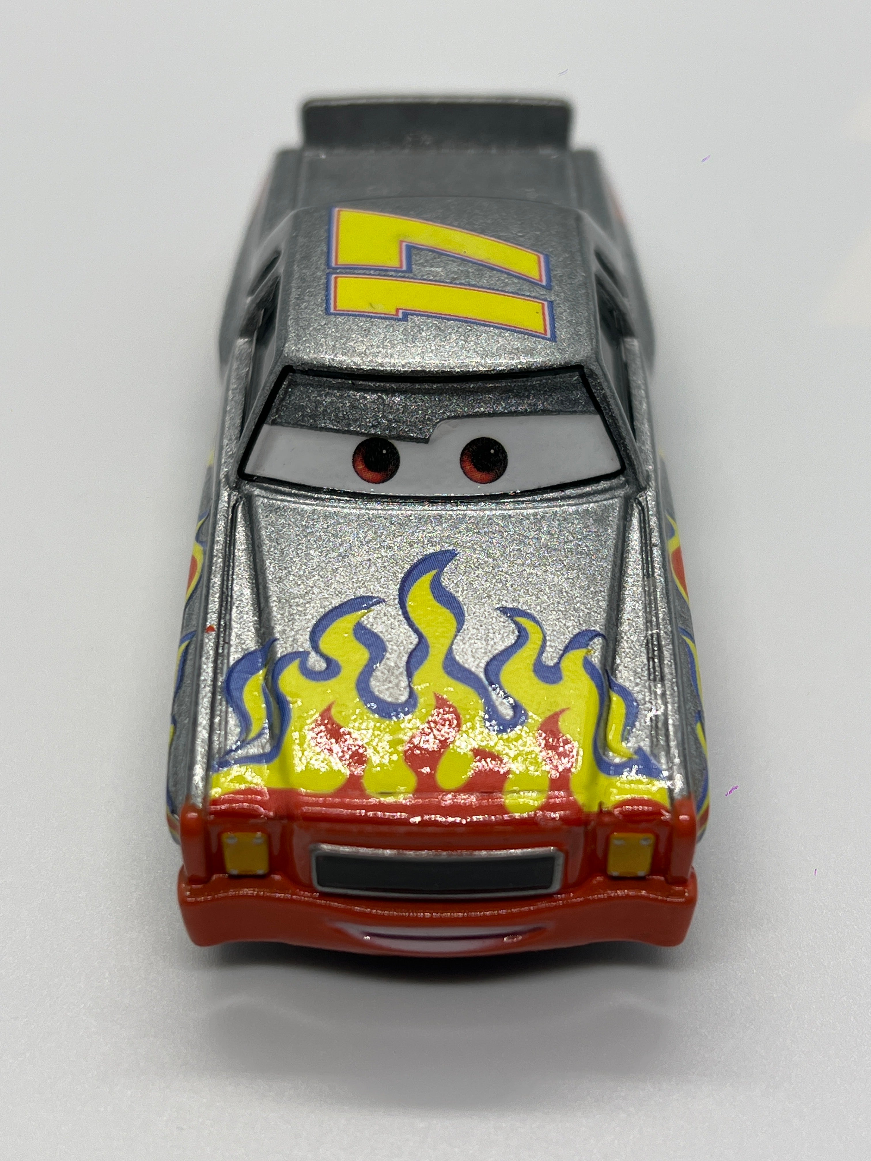 Disney Pixar Cars #17 Darrel Cartrip Silver/Flames Loose