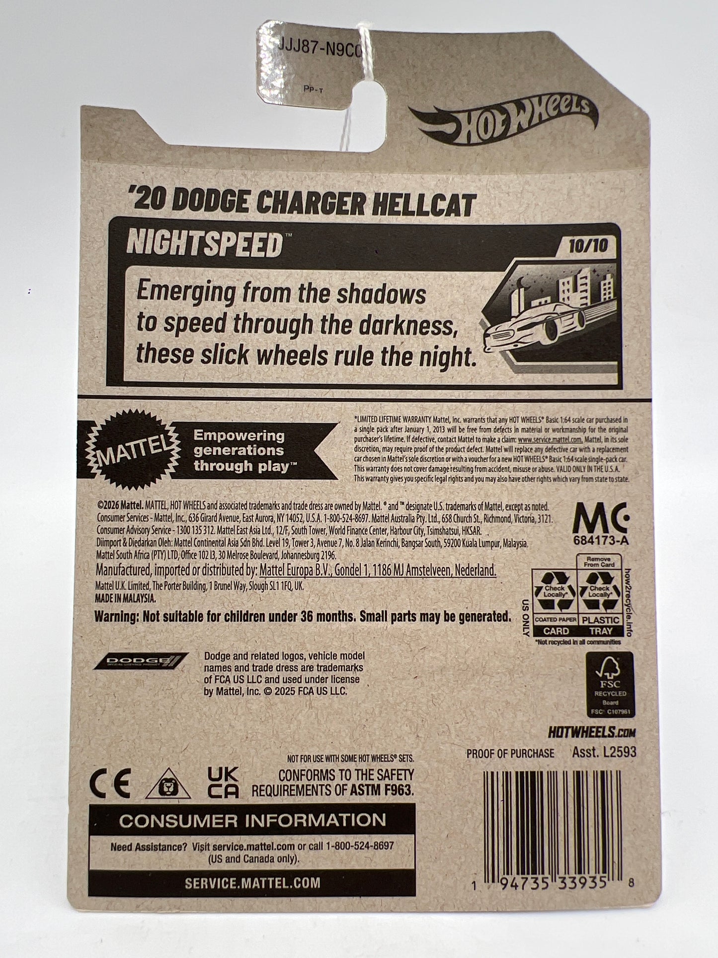 2026 Hot Wheels F Case #134 20 Dodge Charger Hellcat Gray