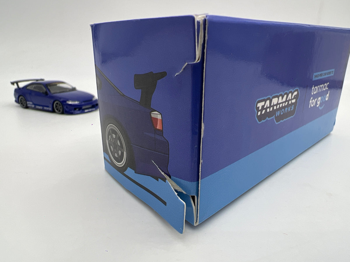 Tarmac Works x Global 64 VERTEX Nissan Silvia S15 Blue Box Not Perfect
