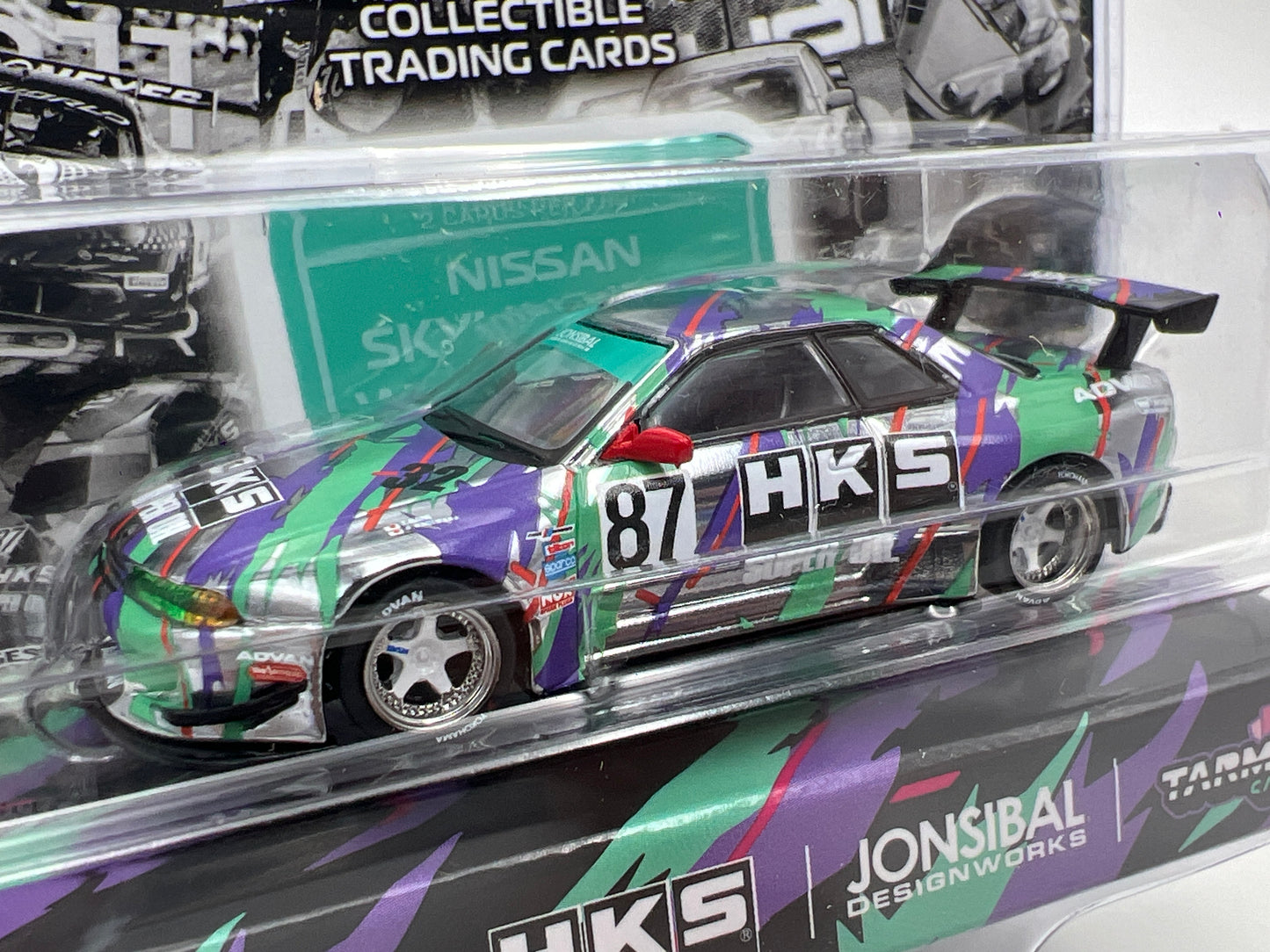Tarmac Works Mijo Exclusives CHASE Nissan Skyline R32 Widebody HKS W/Trading Cards