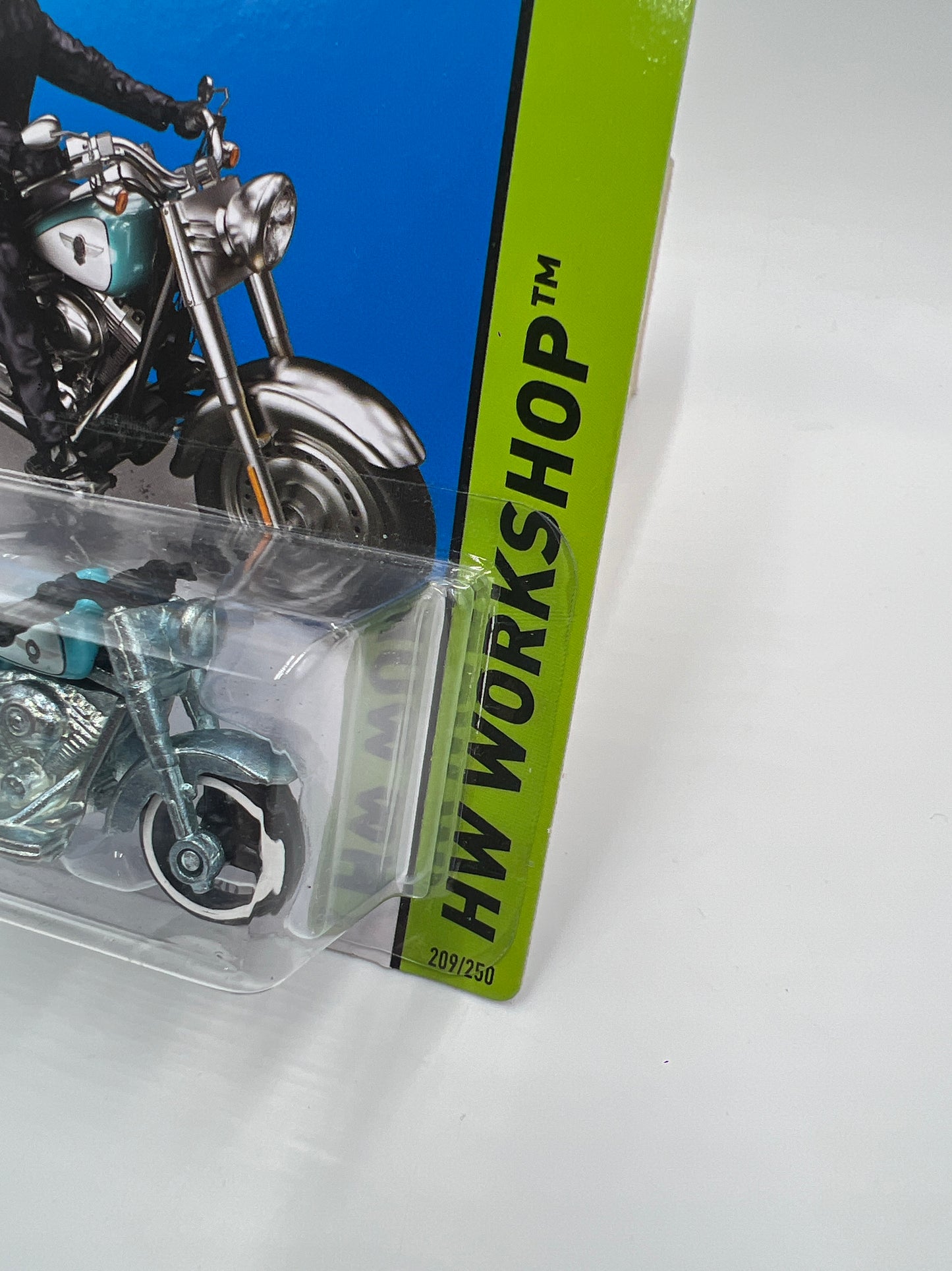 2014 Hot Wheels Workshop #209 Harley-Davidson Fat Boy Light Blue 113B