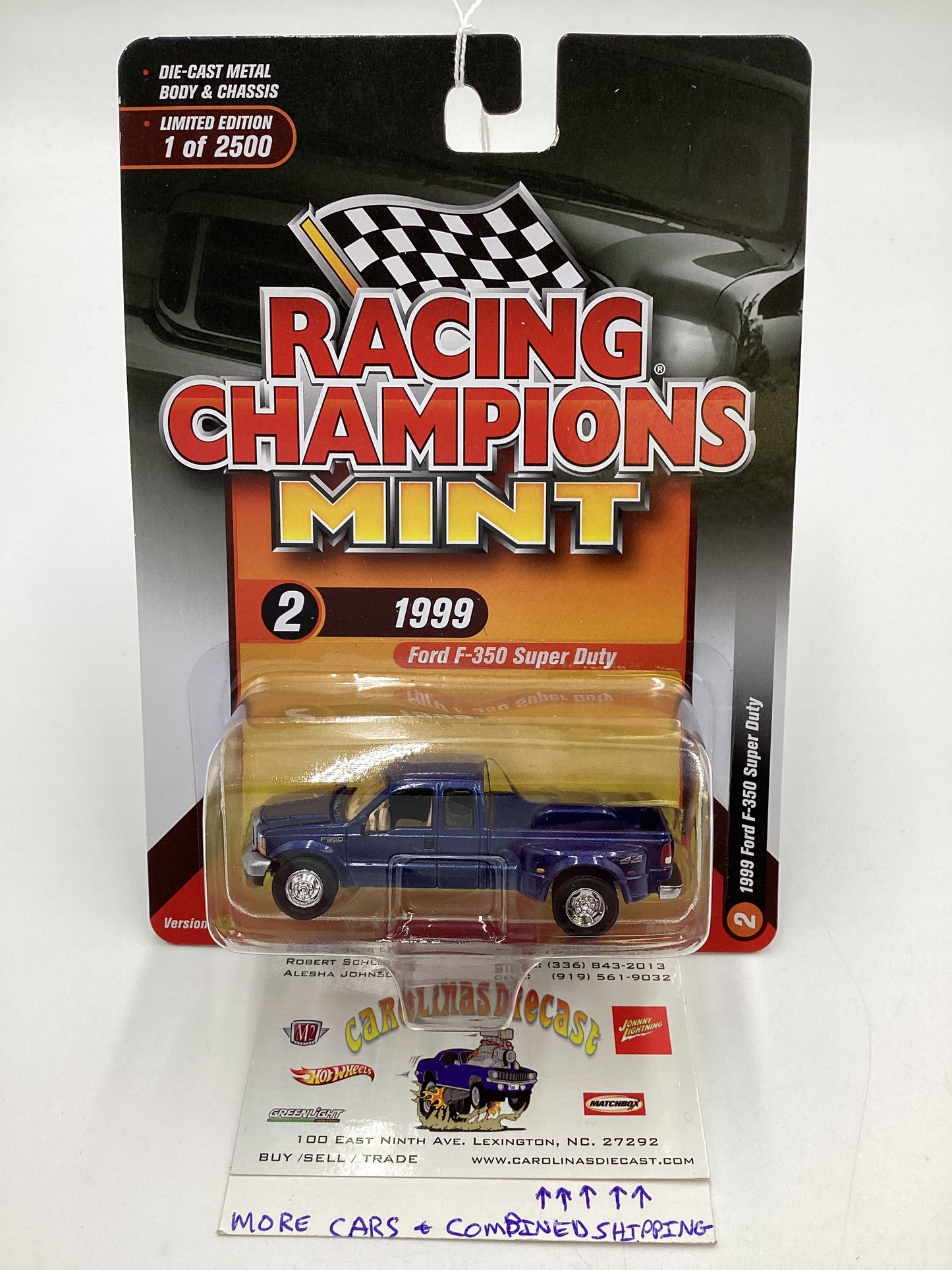 Racing Champions Mint #2 Release 1 Version B 1999 Ford F-350 Super Duty Dually Blue