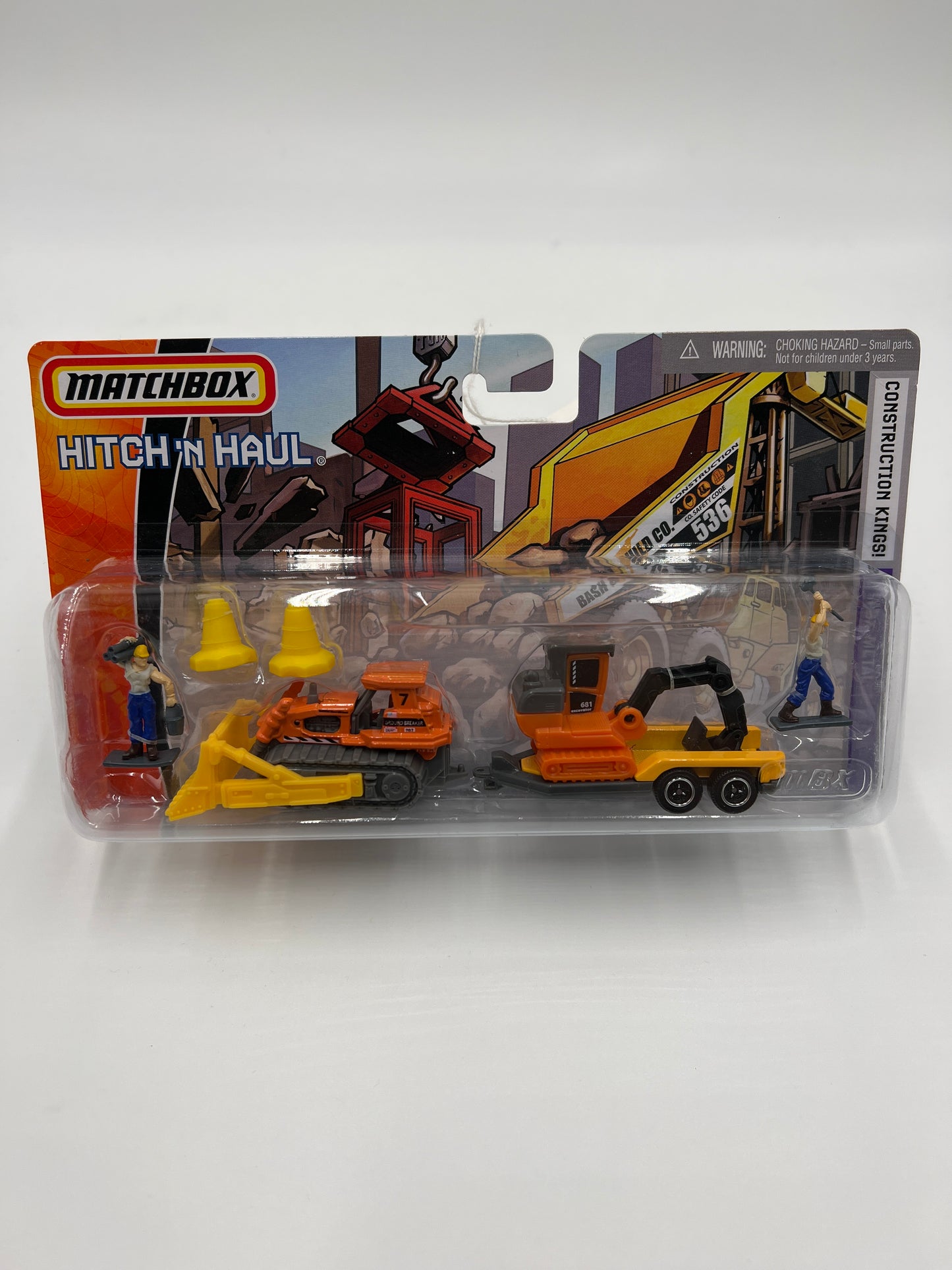 Matchbox Hitch N Haul MBX Metal Construction Kings Excavator & Trailer