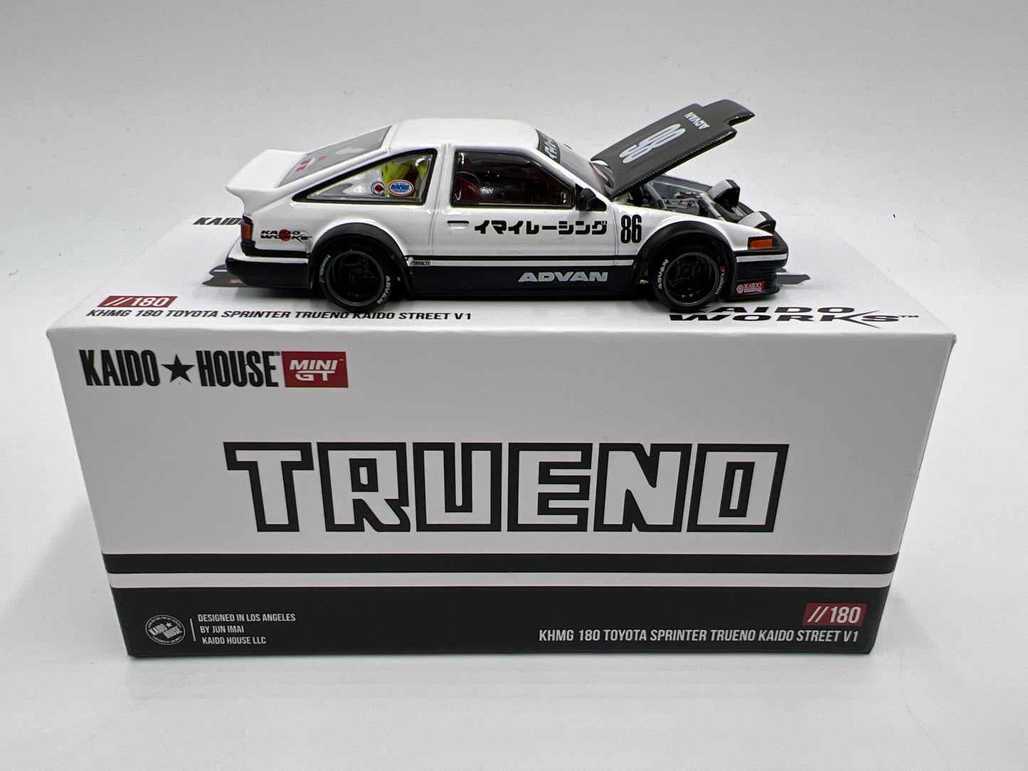 Mini GT Kaido House #180 KHMG 180 Toyota Sprinter Trueno Kaido Street V1 White/Black