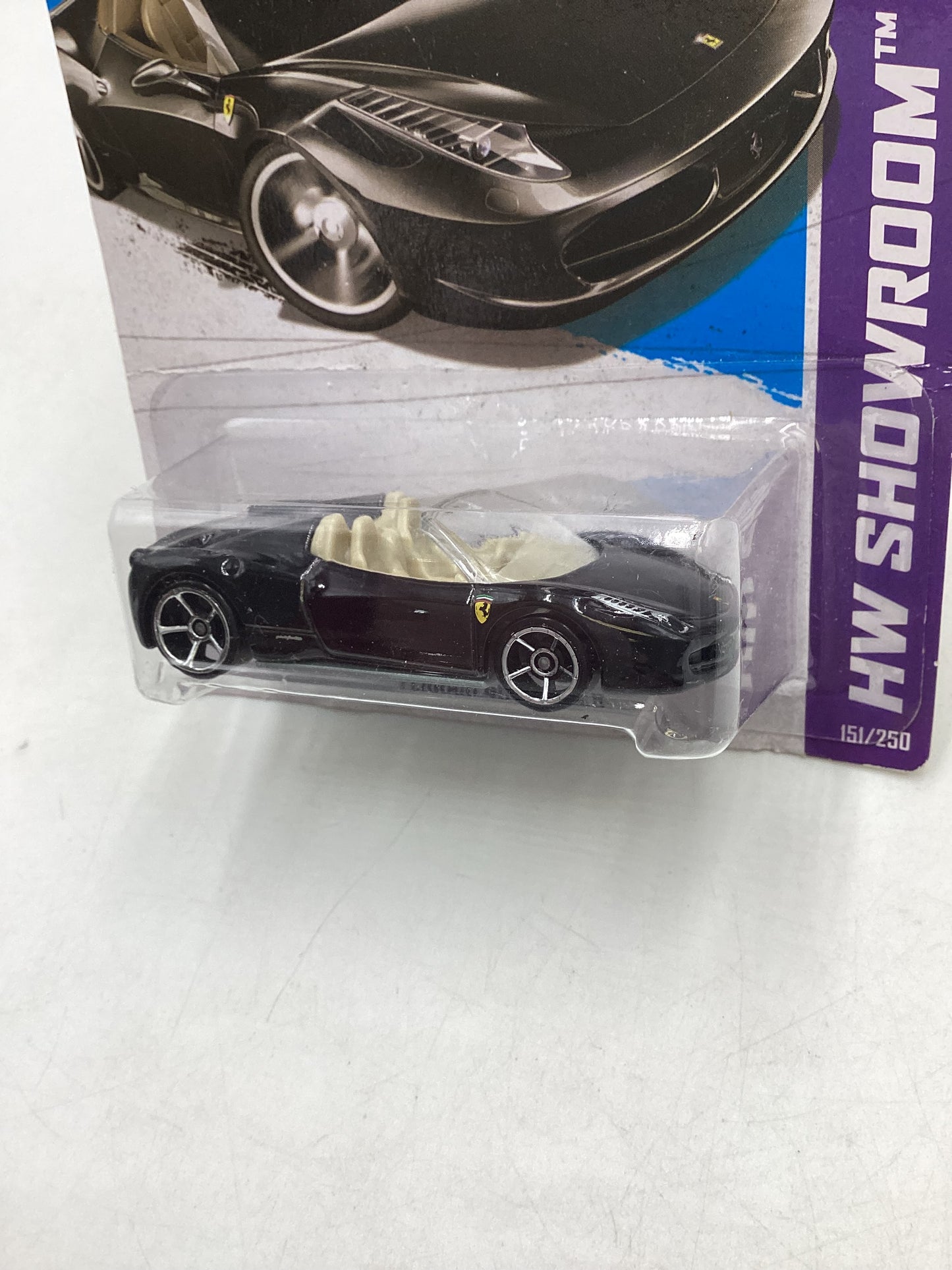 2013 Hot wheels #151 Ferrari 458 Spider Black *Card Not Perfect* SR