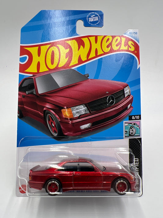 2024 Hot Wheels Super Treasure Hunt #82 89 Mercedes-Benz 560 SEC AMG Red W/Protector