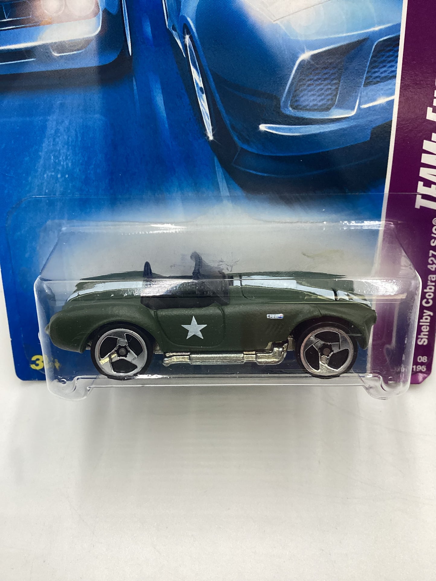 2008 Hot Wheels HW Team: Engine Revealers #154 Shelby Cobra 427 S/C Army Green opening hood 33E