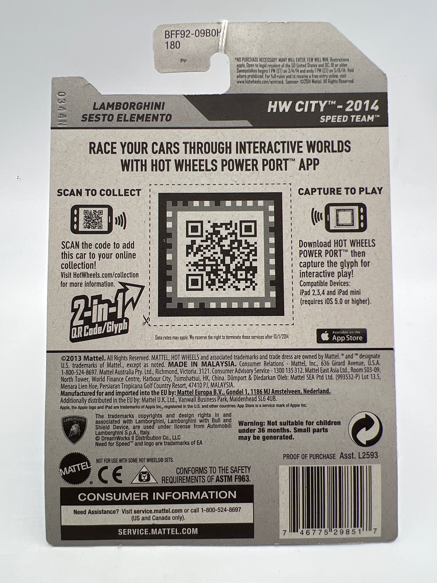 2014 Hot Wheels City #39 Need For Speed Lamborghini Sesto Elemento Gray 101B