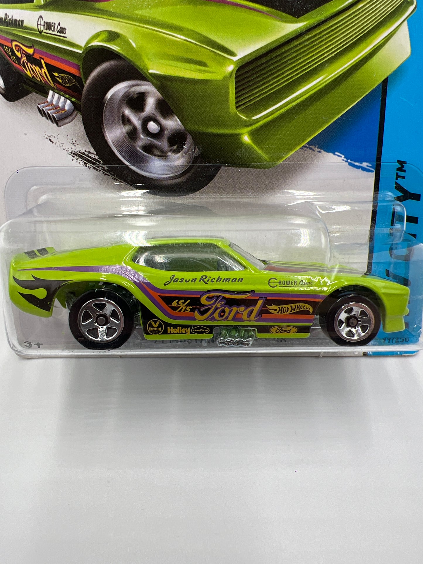 2014 Hot Wheels City #99 71 Mustang Funny Car Green (Card Not Perfect) 19C