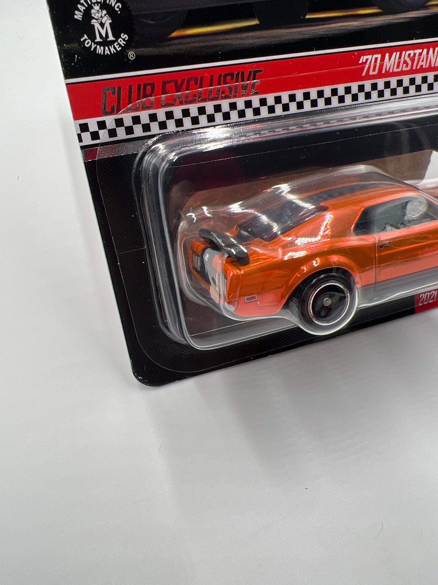 2021 Hot Wheels RLC Club Car 70 Mustang Boss 302 Orange Club In Protector W/Patch & Button