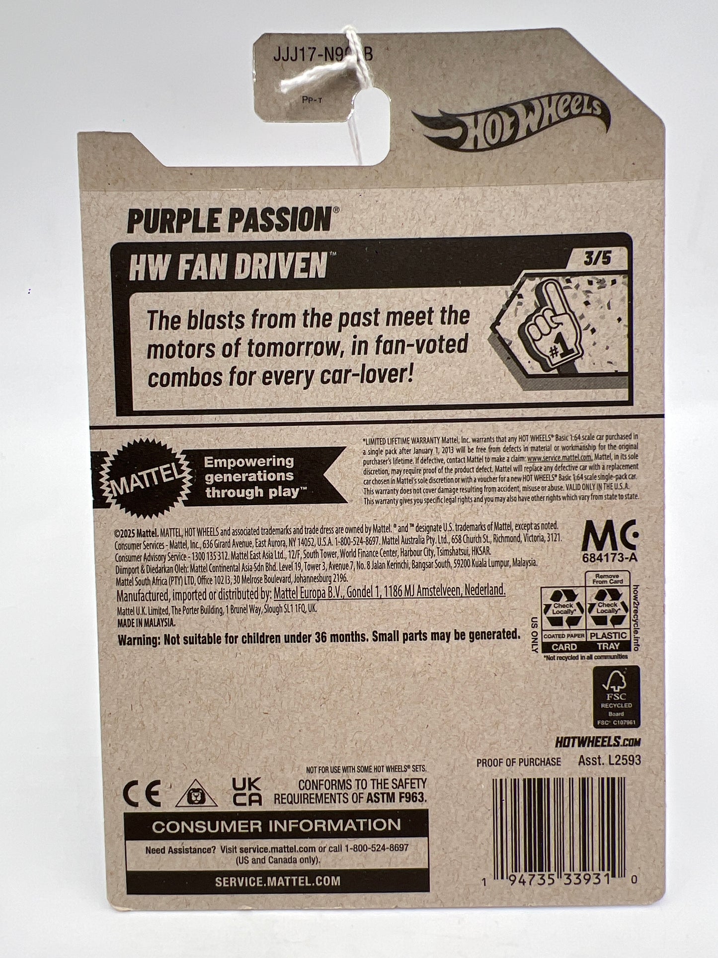 2026 Hot Wheels B Case HW Fan Driven #46 Purple Passion Pink 54i
