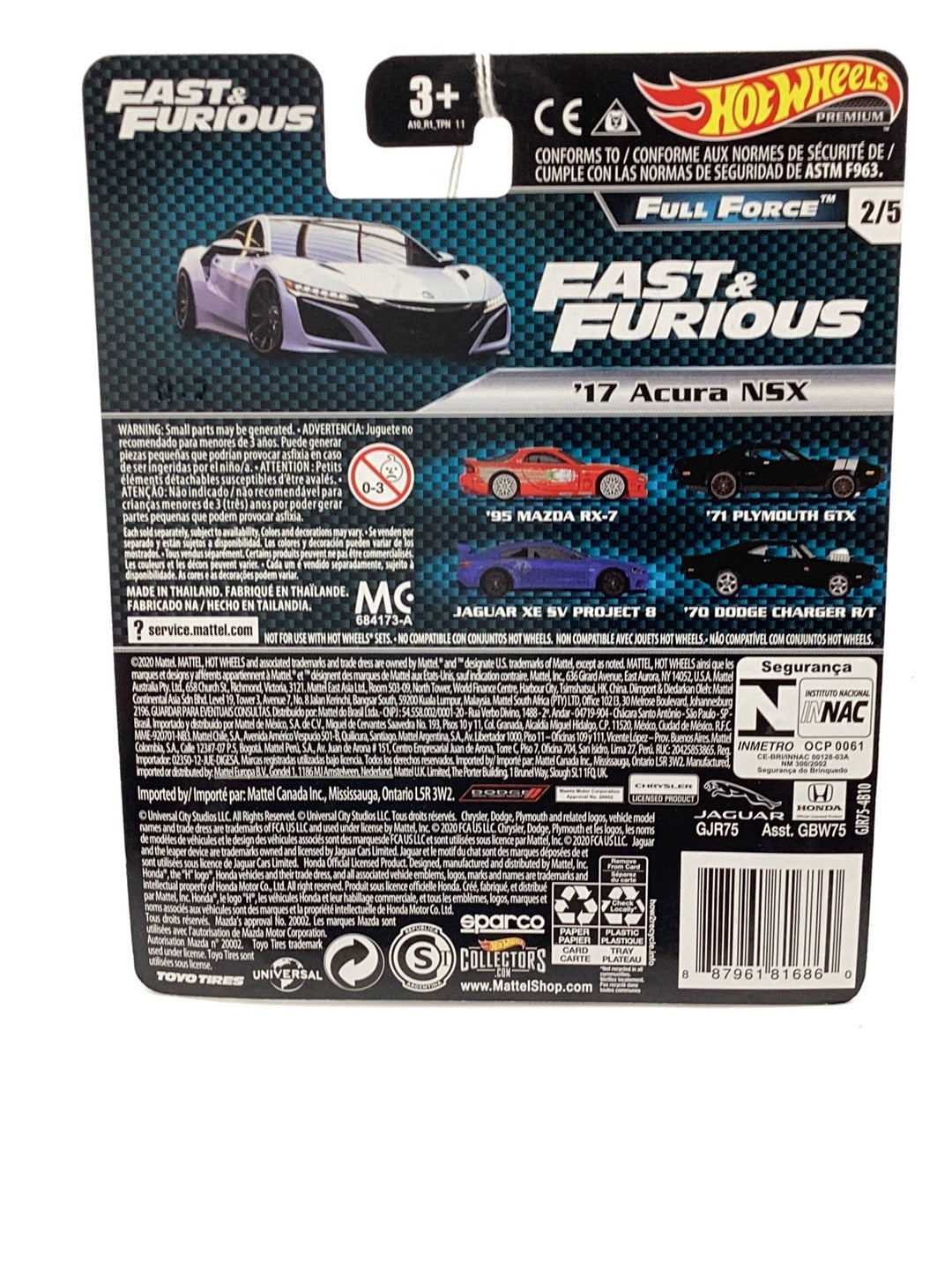 Hot Wheels Full Force fast and furious 2/5 17 Acura NSX 247F