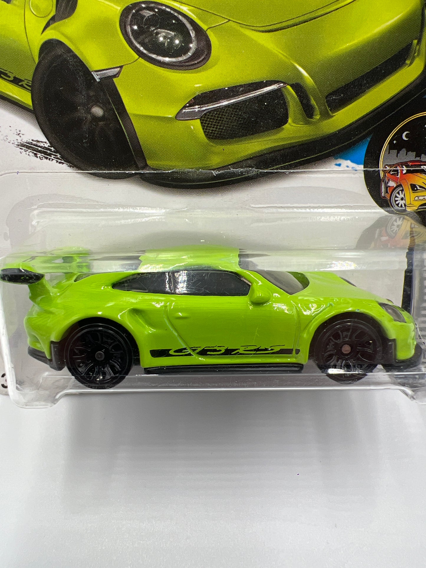 2017 Hot Wheels Nightburnerz #117 Porsche 911 GT3 RS Green (Cracked Blister) 99B