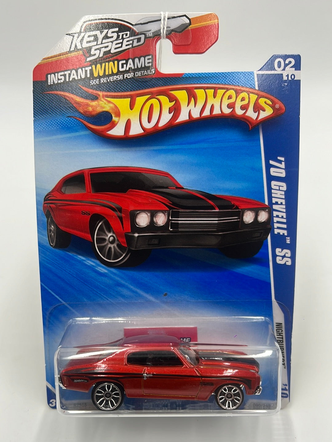 2010 Hot Wheels Nightburnerz ‘70 Chevelle SS Keys to Speed Red 90/240 3A