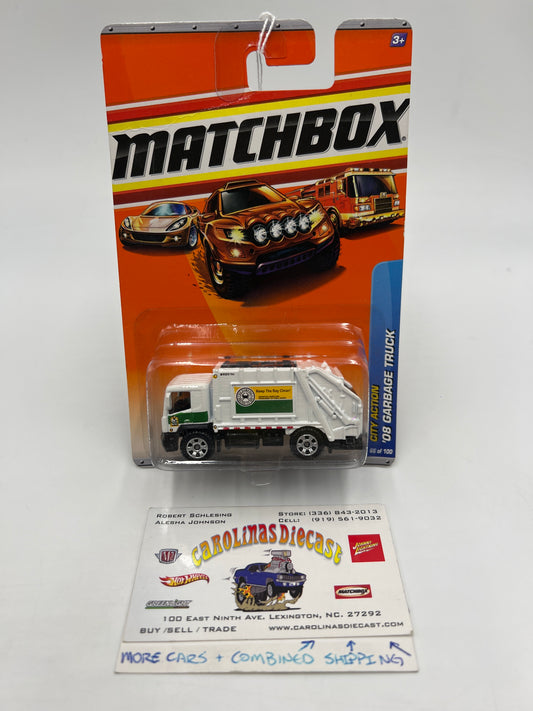 Matchbox City Action #66 08 Garbage Truck White Card Has Crease 216O