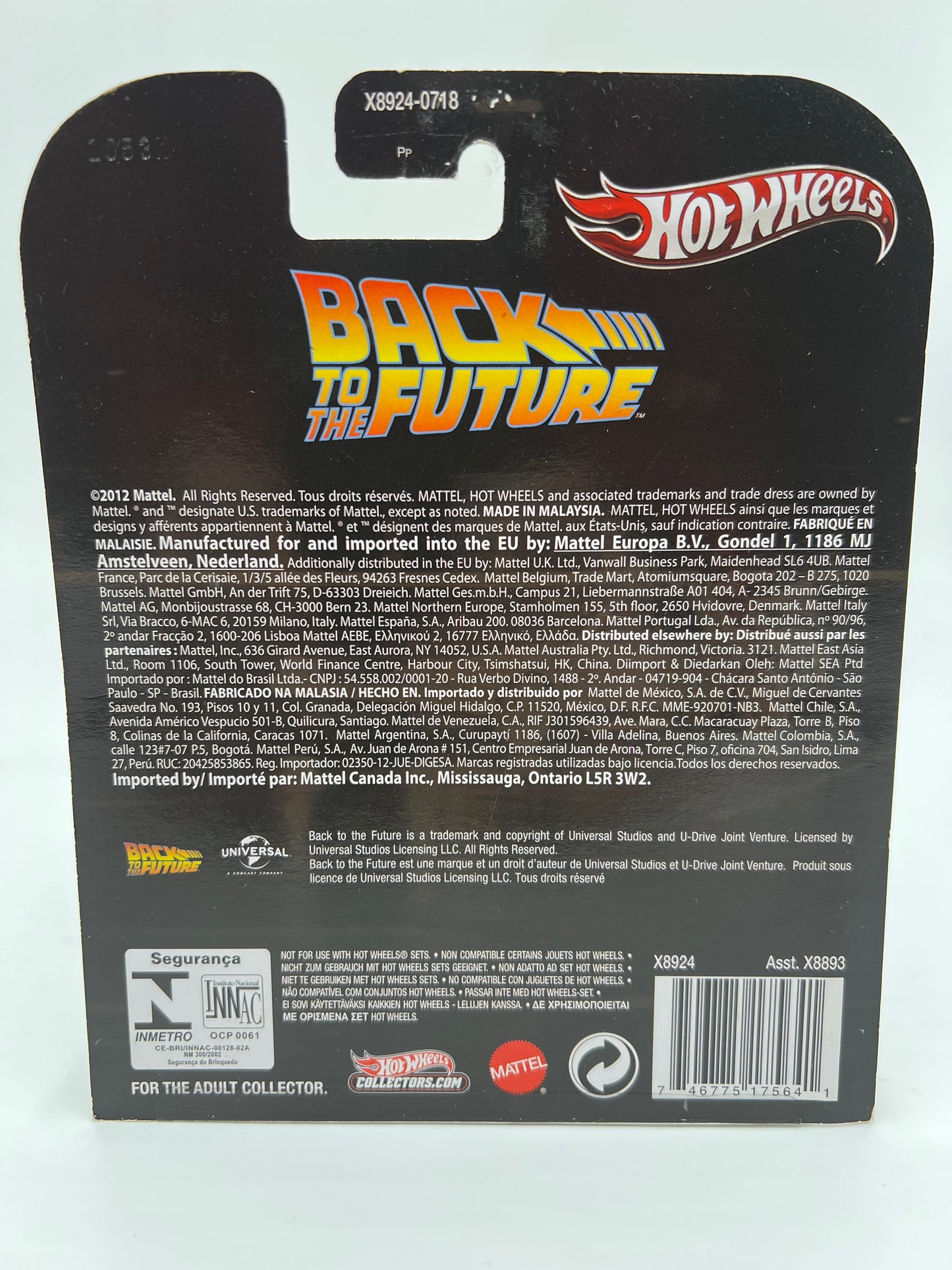 Hot Wheels Retro Entertainment Back To The Future Time Machine Silver W/Protector