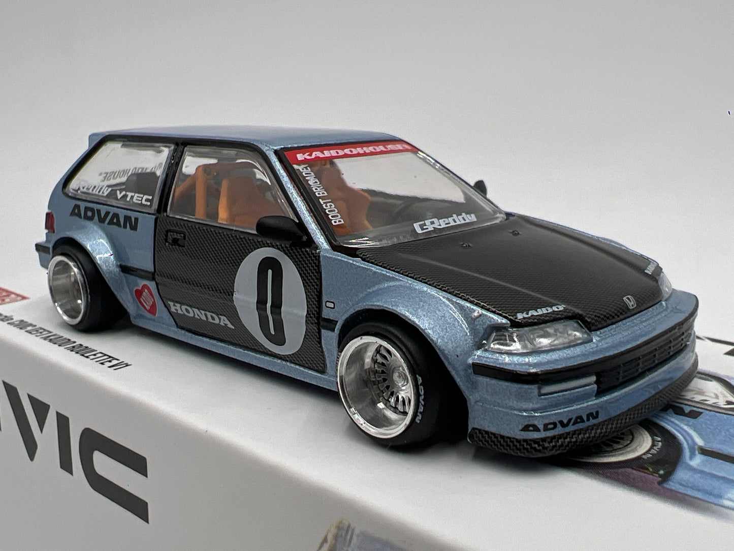 Mini GT Kaido House #179 Honda Civic EF Kaido Roulette V1 Light Blue