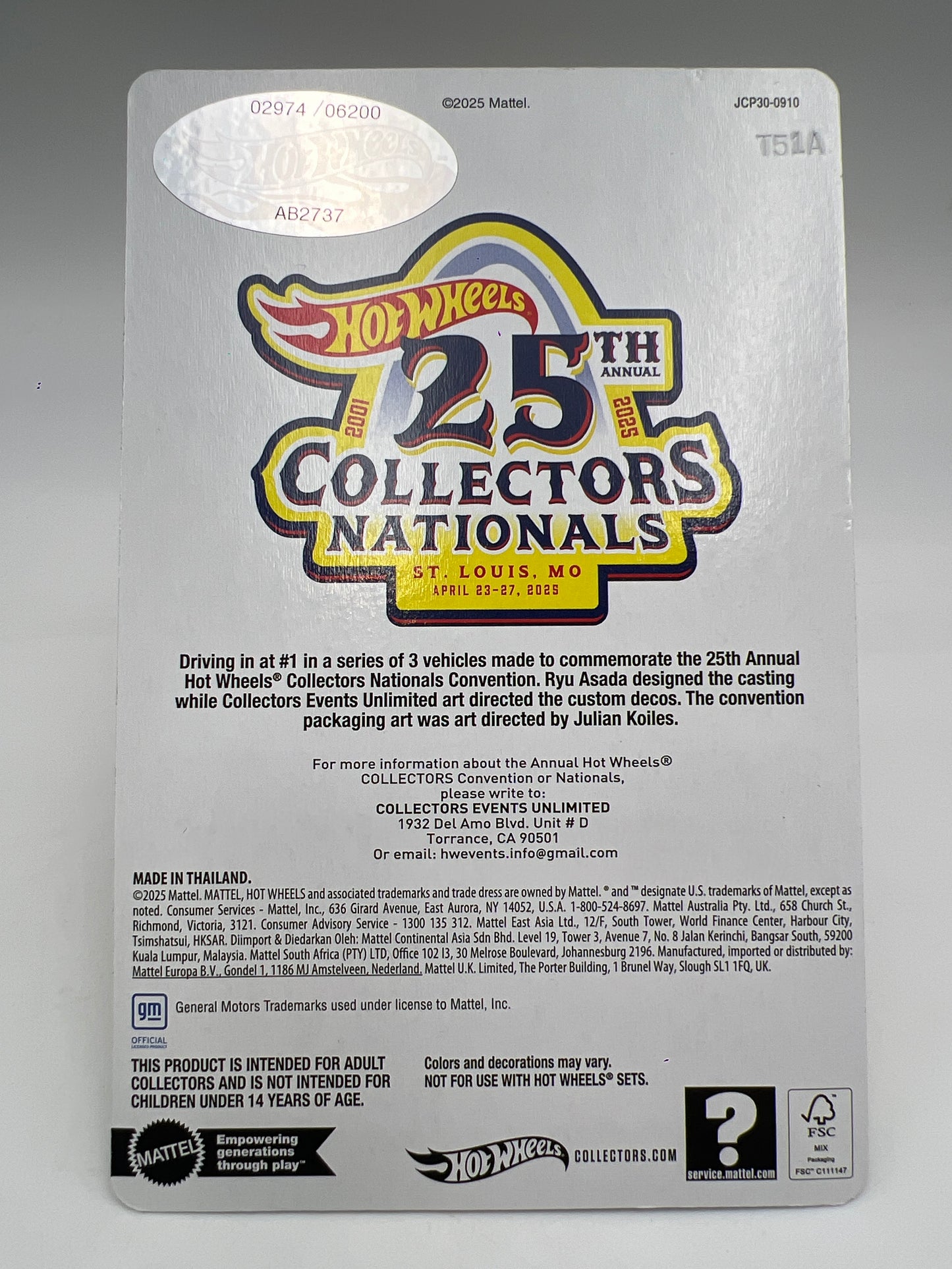 2025 Hot Wheels 25th Annual Collectors Nationals Corvette C8.R Orange W/Protector