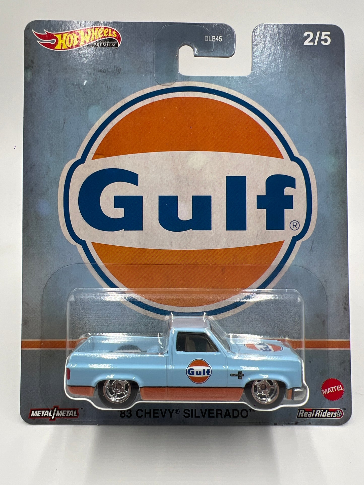 Hot Wheels Car Culture Vintage Oil #2 83 Chevy Silverado Gulf Blue W/Protector