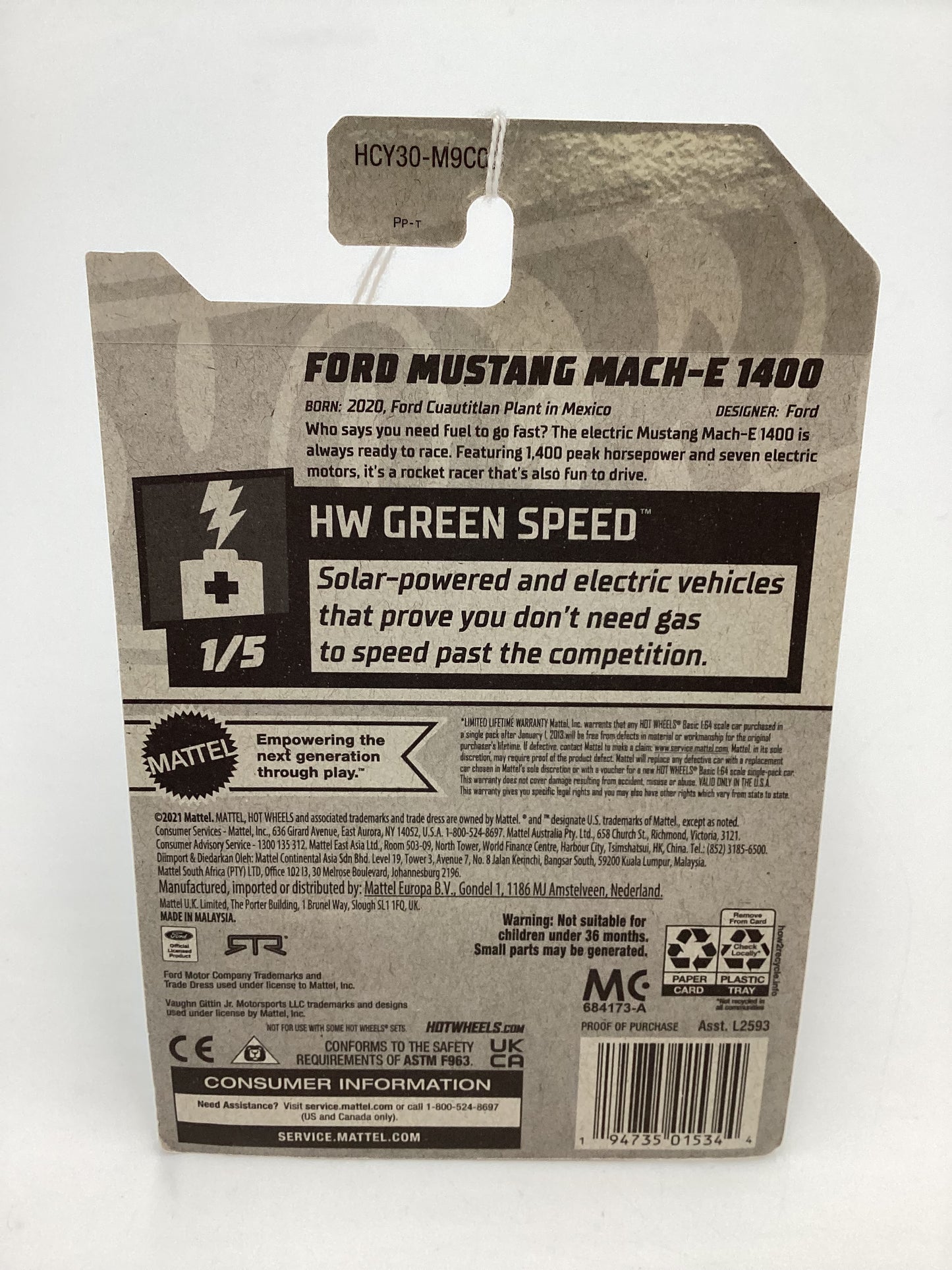 2022 Hot Wheels #73 Ford Mustang Mach-E 1400 Zamac 007 Walmart Exclusive 143C