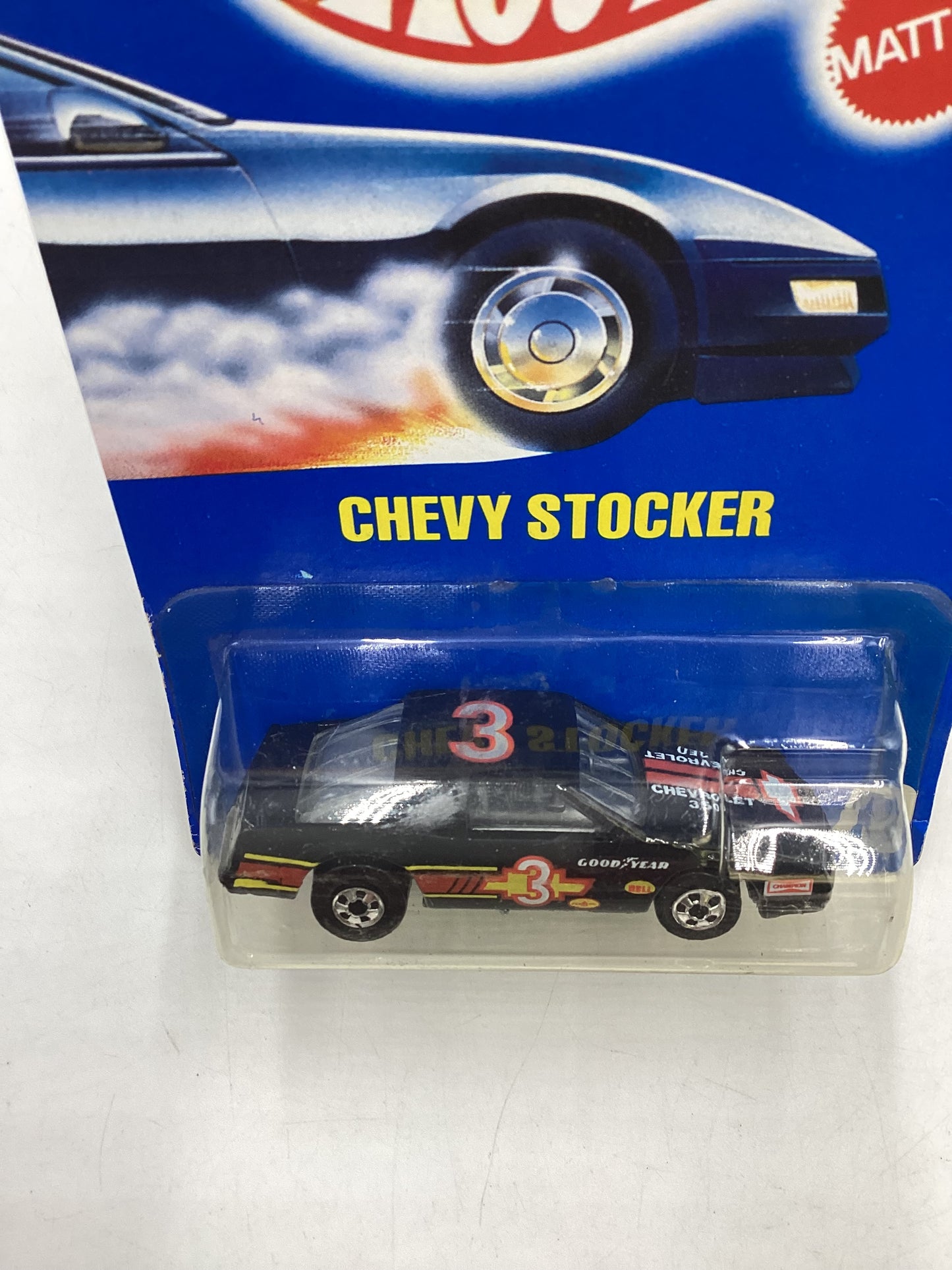 Hot Wheels Blue Card Collector No. 70 Chevy Stocker Black BW Wheels 240A