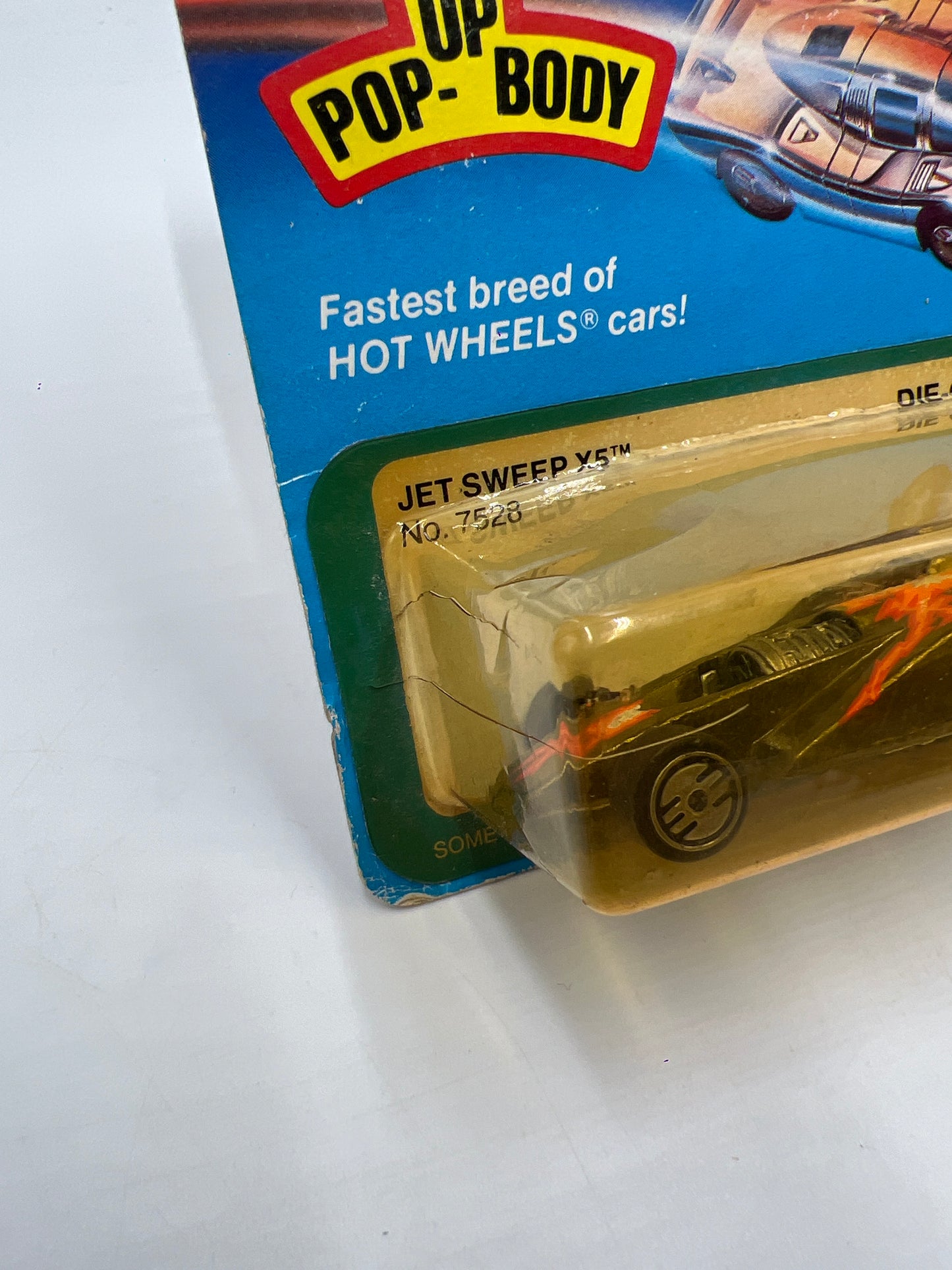 Hot Wheels Original 1983 Ultra Hots #7528 Jet Sweep X5 W/Protector Cracked Blister