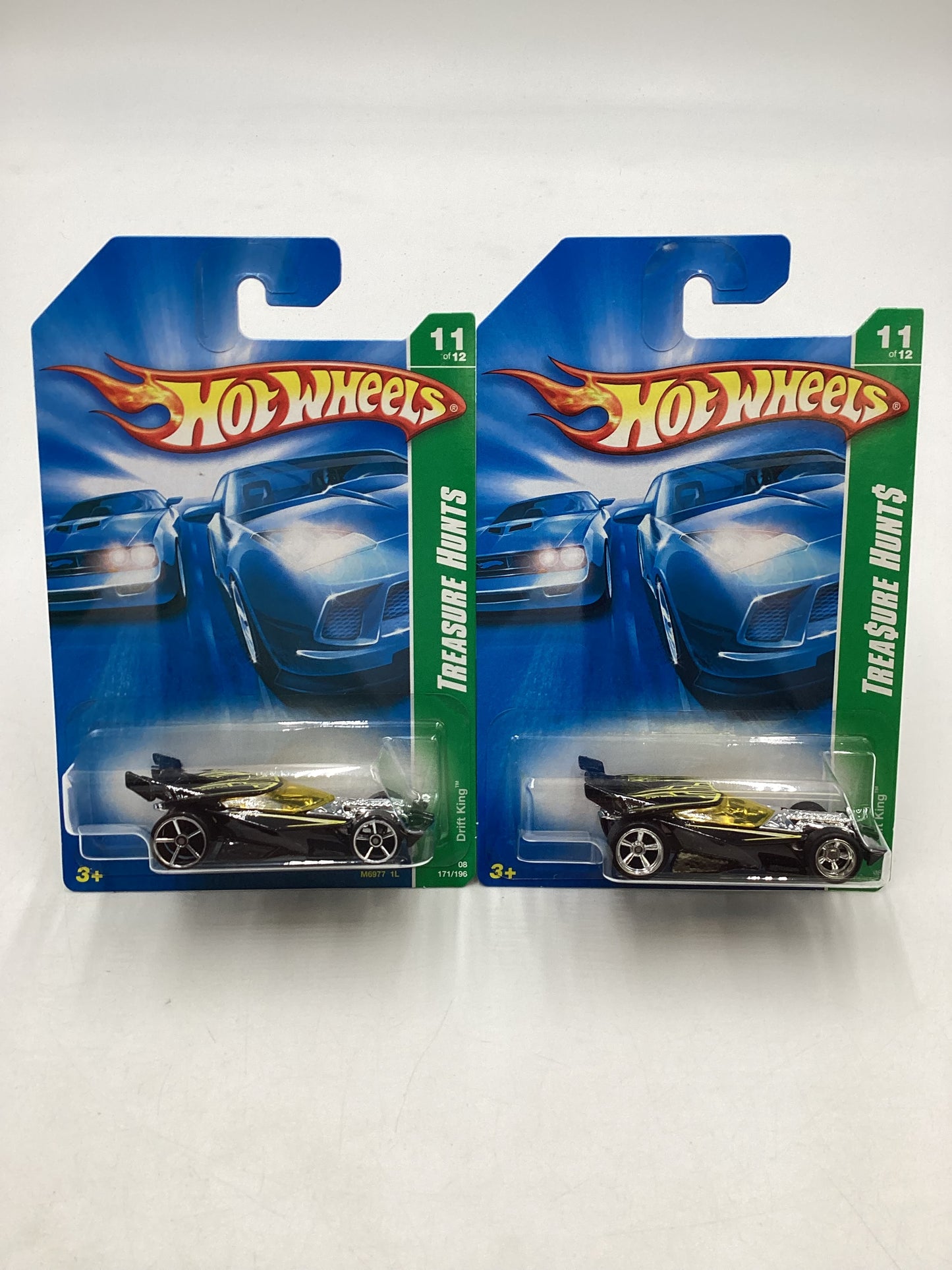 2008 Hot Wheels Super Treasure Hunt + Treasure Hunt Drift King Black #171 with protector