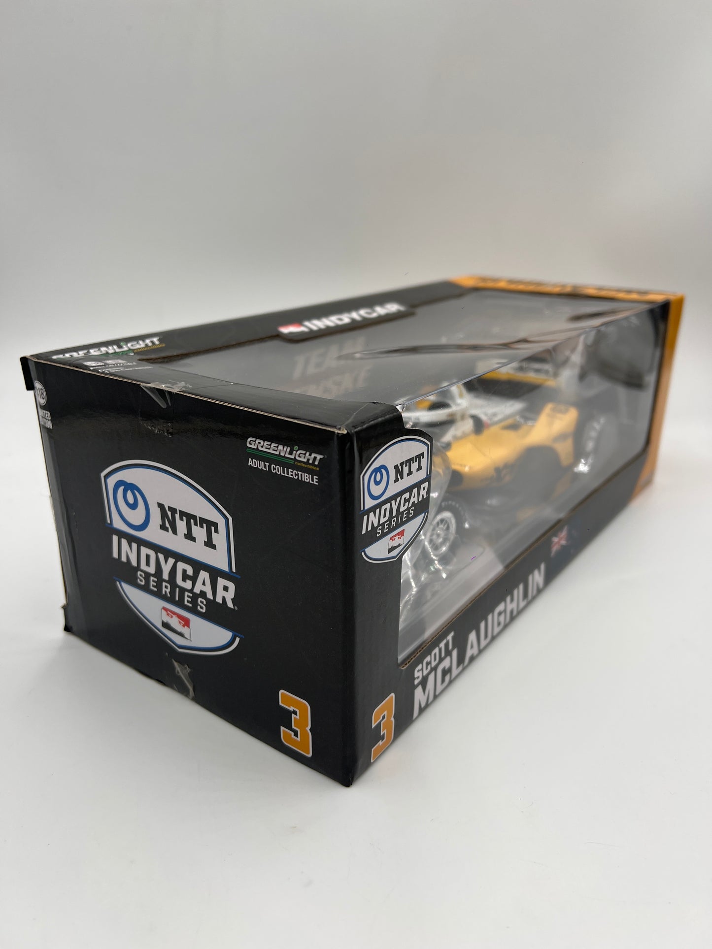 Greenlight 1:18 NTT Indycar Series Scott McLaughlin #3 Xpel Yellow (Box Not Perfect)