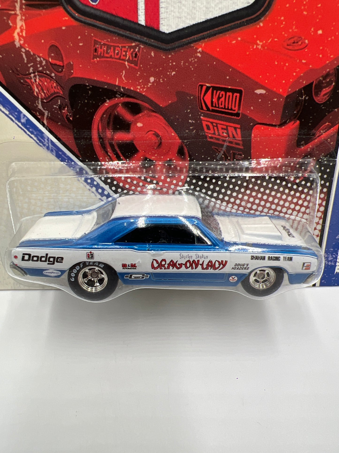Hot Wheels Premium Vintage Racing #7 Shirley Shahans 68 Dodge Dart Blue/White Drag-On Lady W/Protector