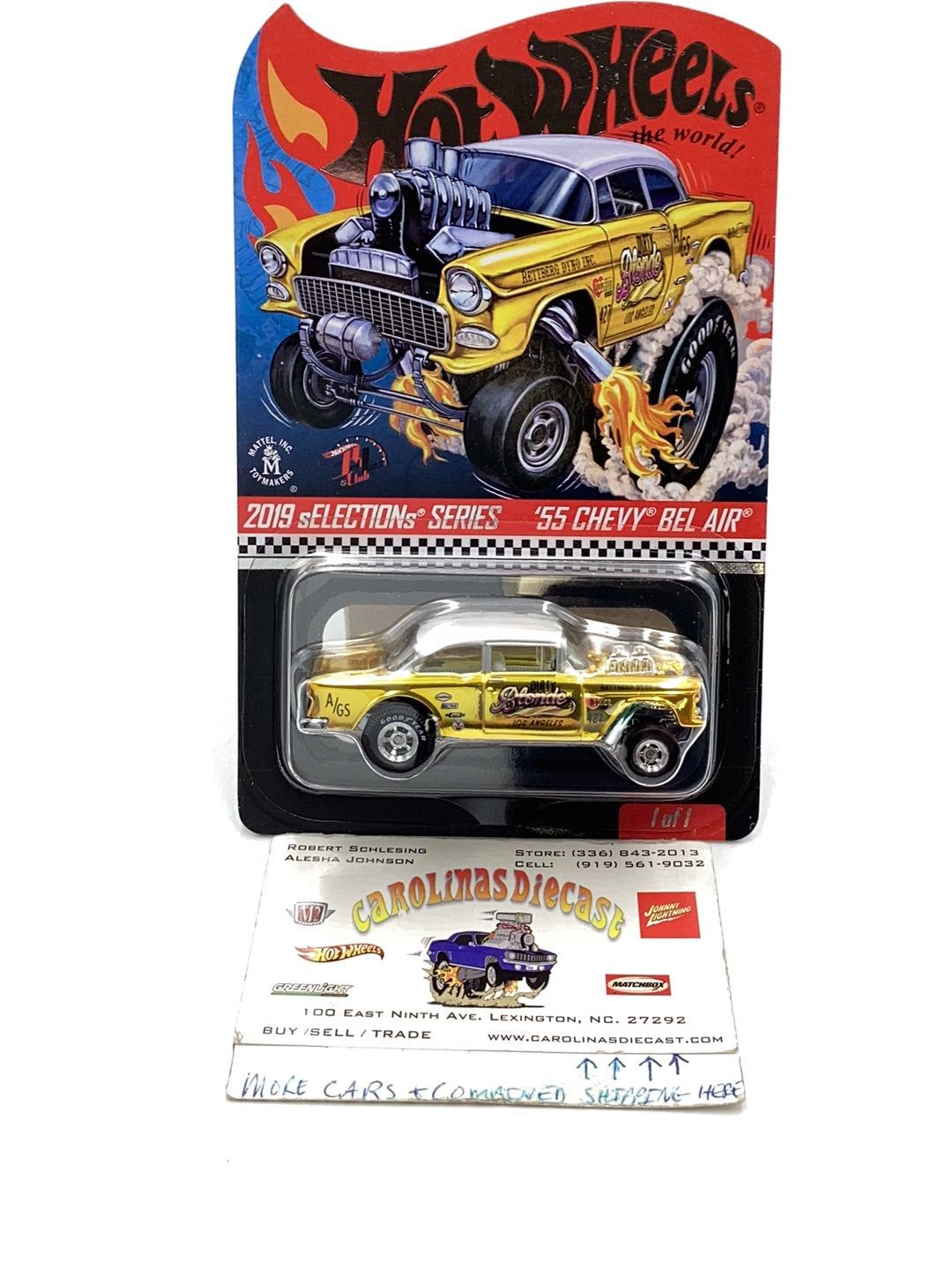 Hot wheels 2019 Selections Series redline club 55 Chevy Bel Air Gasser with protector