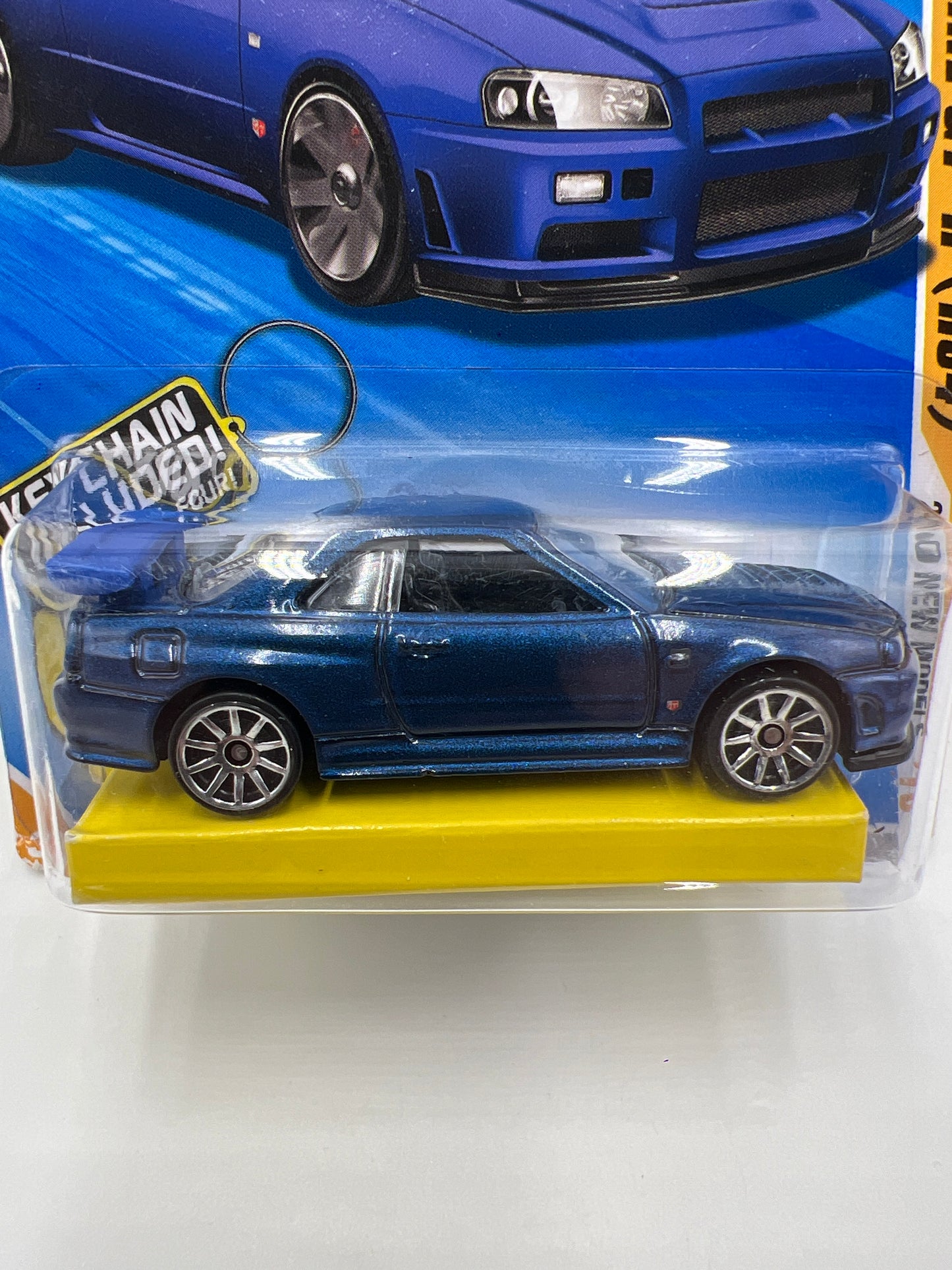 2010 Hot Wheels New Models #7 Keys To Speed Nissan Skyline GT-R R34 Blue W/Key Chain W/Protector VHTF
