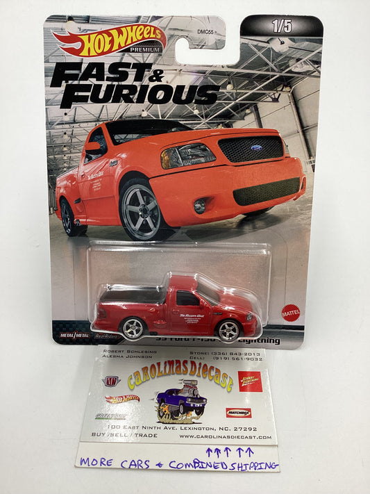 Hot Wheels Premium Fast and Furious #1 99 Ford F-150 SVT Lightning Red W/protector