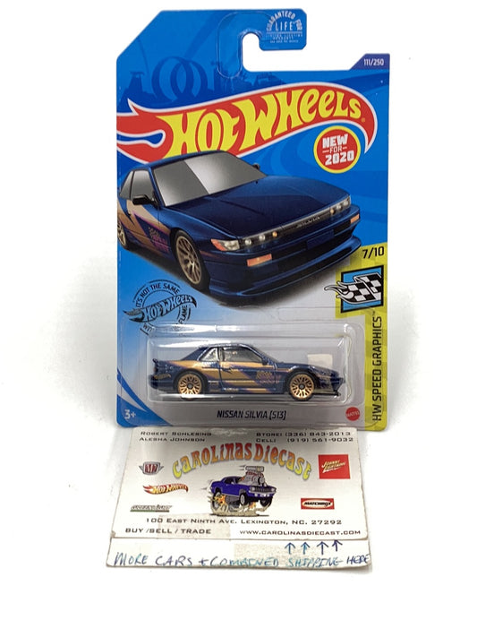 2020 hot wheels #111 Nissan Silvia (S13) Blue  82H