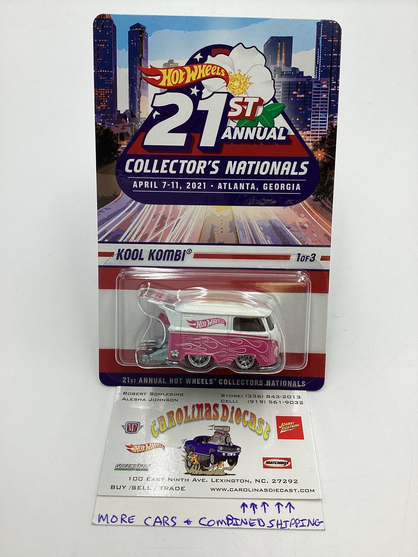 2021 Hot Wheels 21st Annual Collectors Nationals  #3354/5500 Kool Kombi Pink/White W/Protector